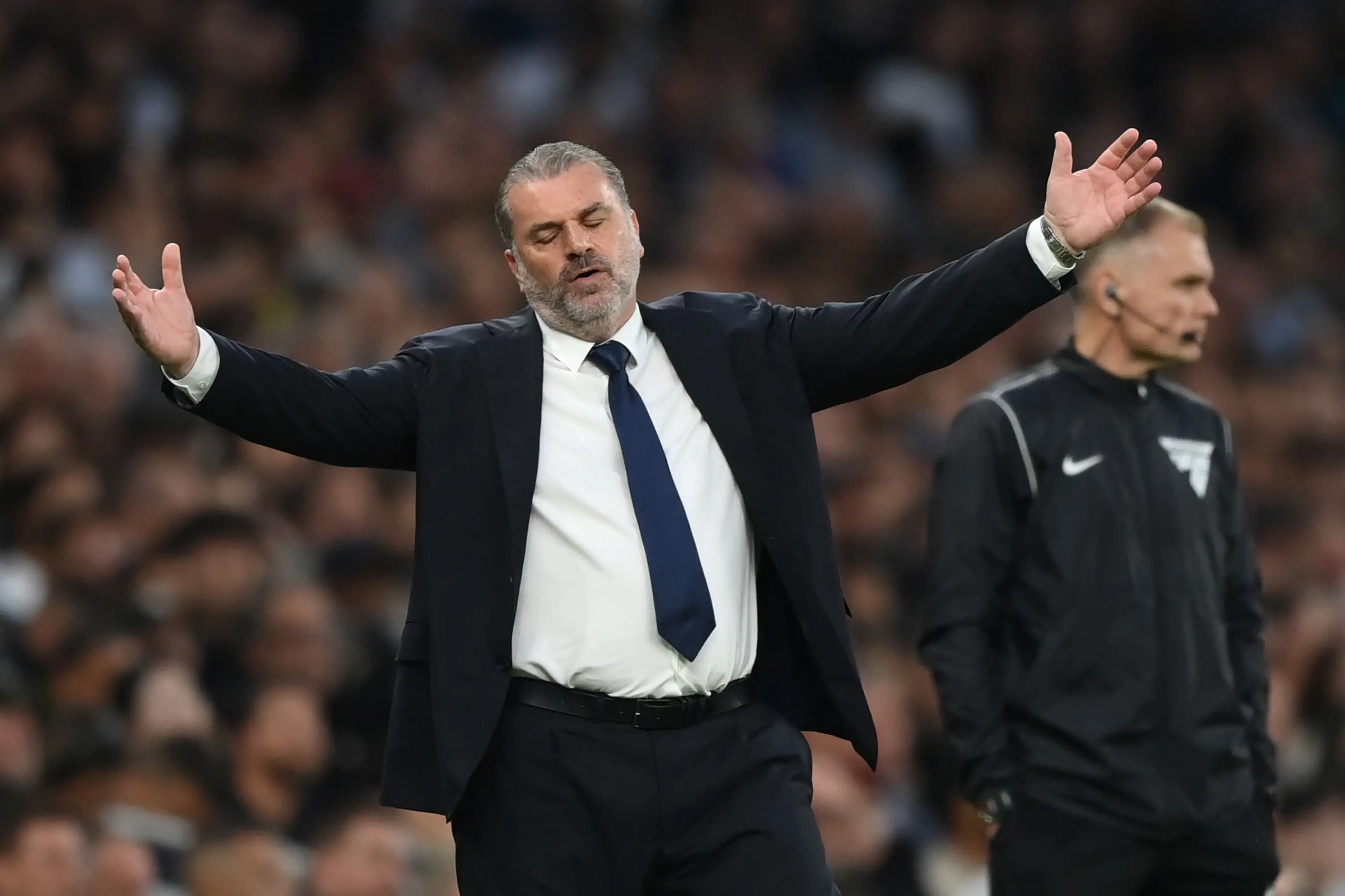 Ange Postecoglou was critical of Spurs fans after their 2-0 loss to City (Getty)