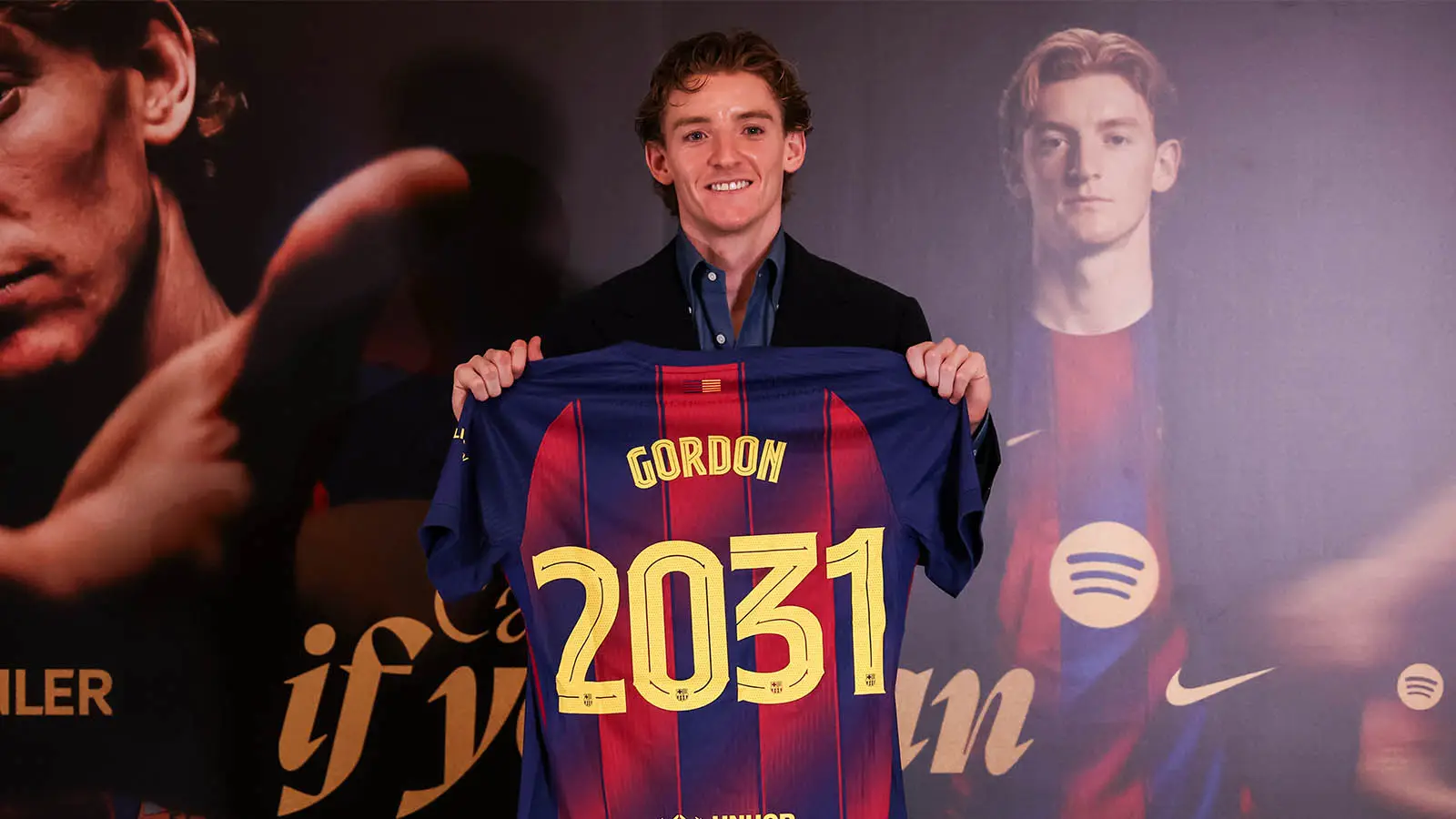 Anthony Gordon was unveiled by Barcelona in May - but FIFA see it slightly differently (Image: Getty)