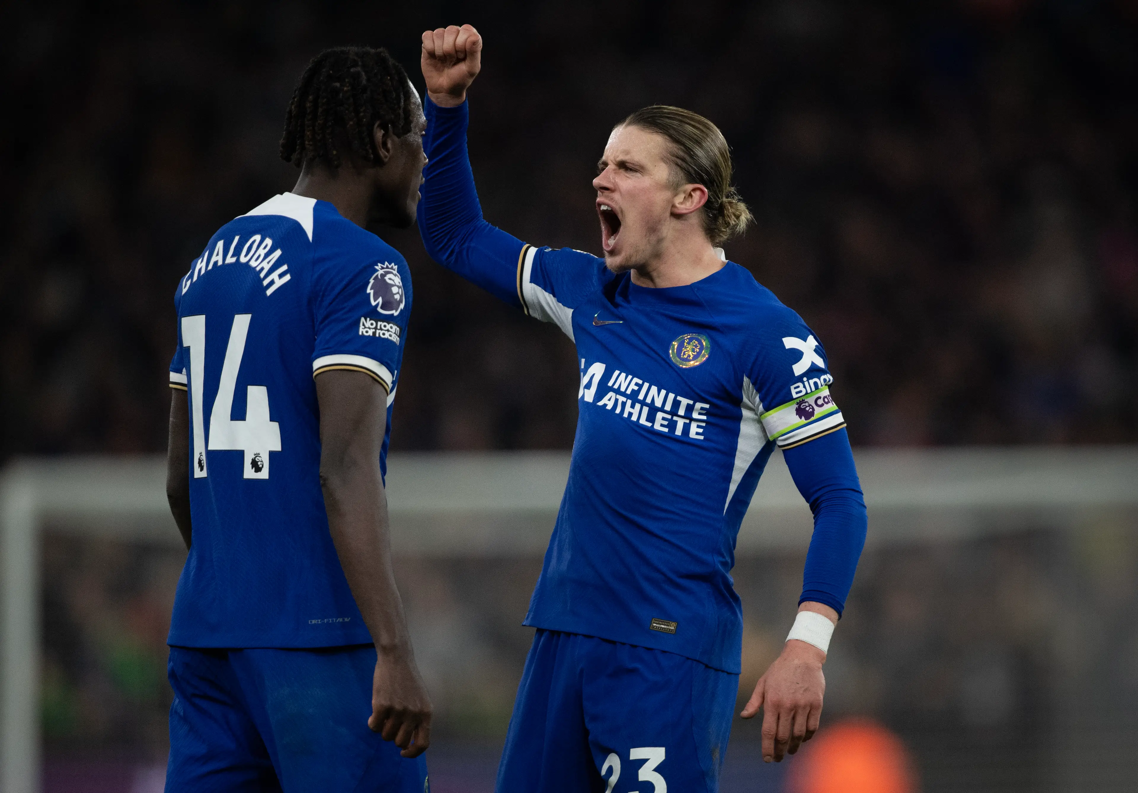 Conor Gallagher celebrates after scoring against Aston Villa. Image: Getty