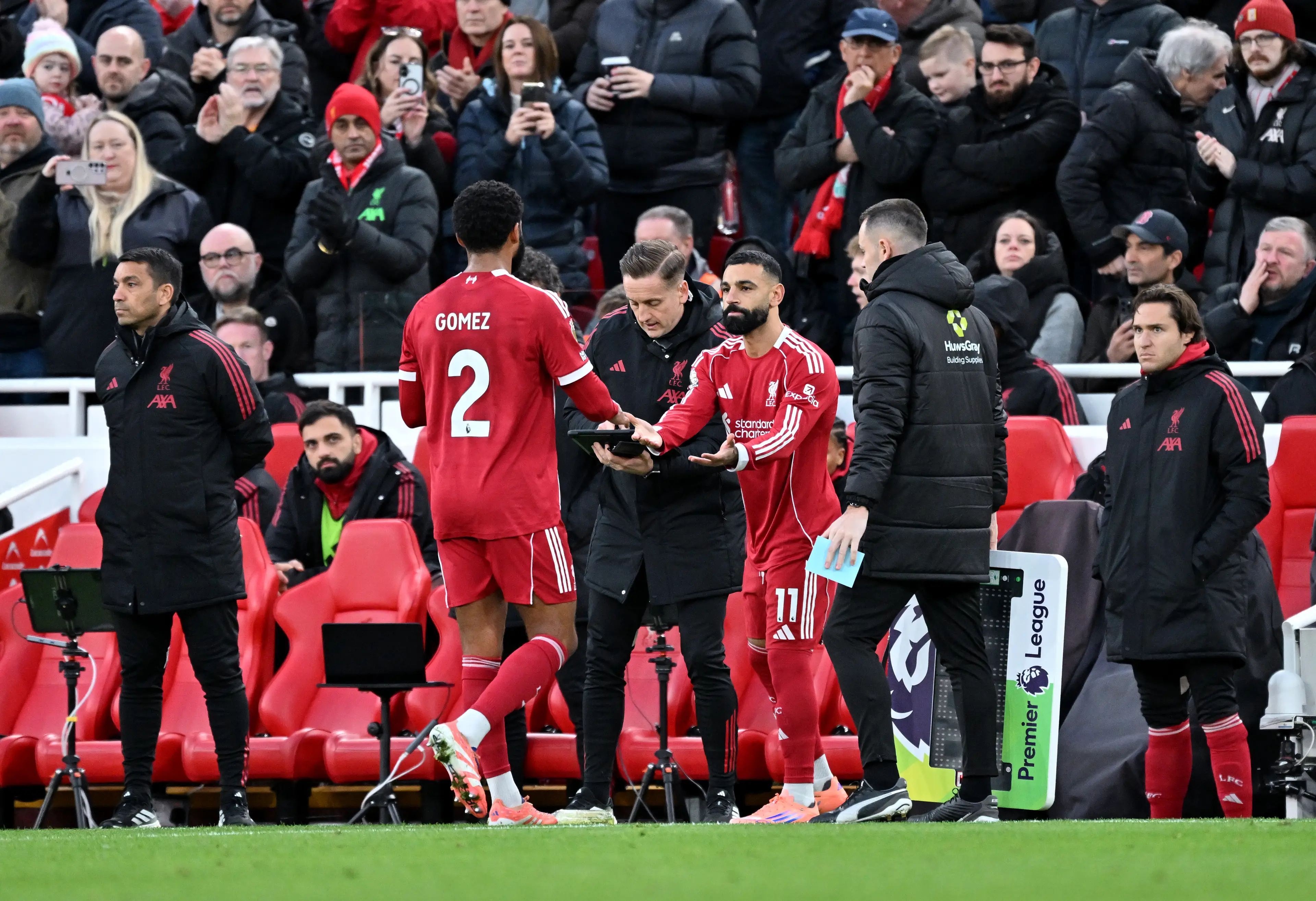 Mo Salah came on for Joe Gomez in Liverpool's win over Brighton. (Image: Getty)