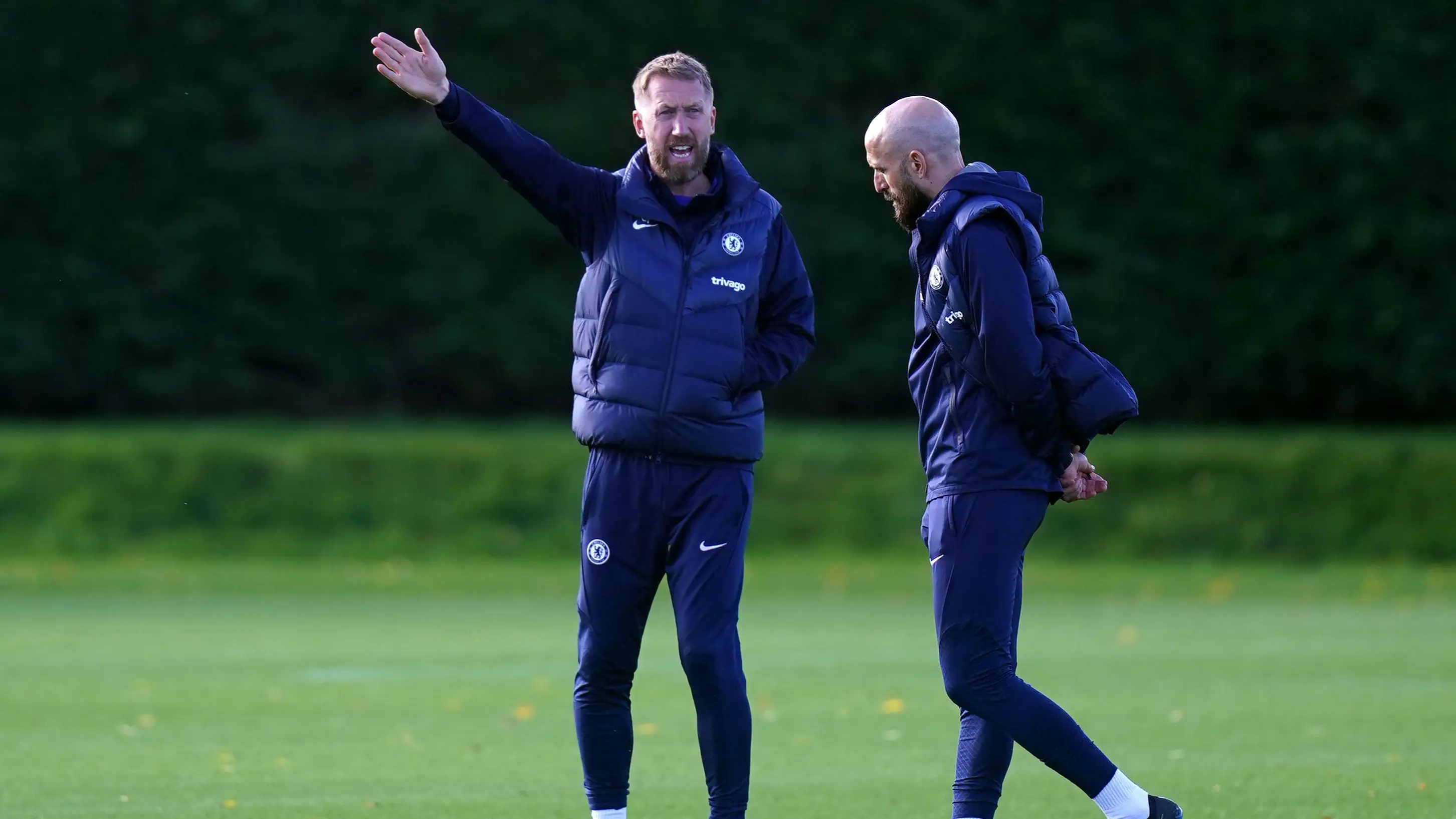 Graham Potter during a training session at Cobham. (Alamy)