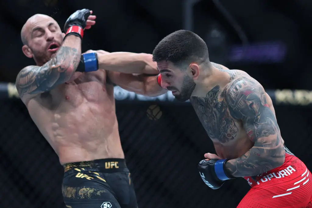 ilia Topuria claimed the UFC featherweight belt after beating champion Alexander Volkanovski in February. (Image: Getty)