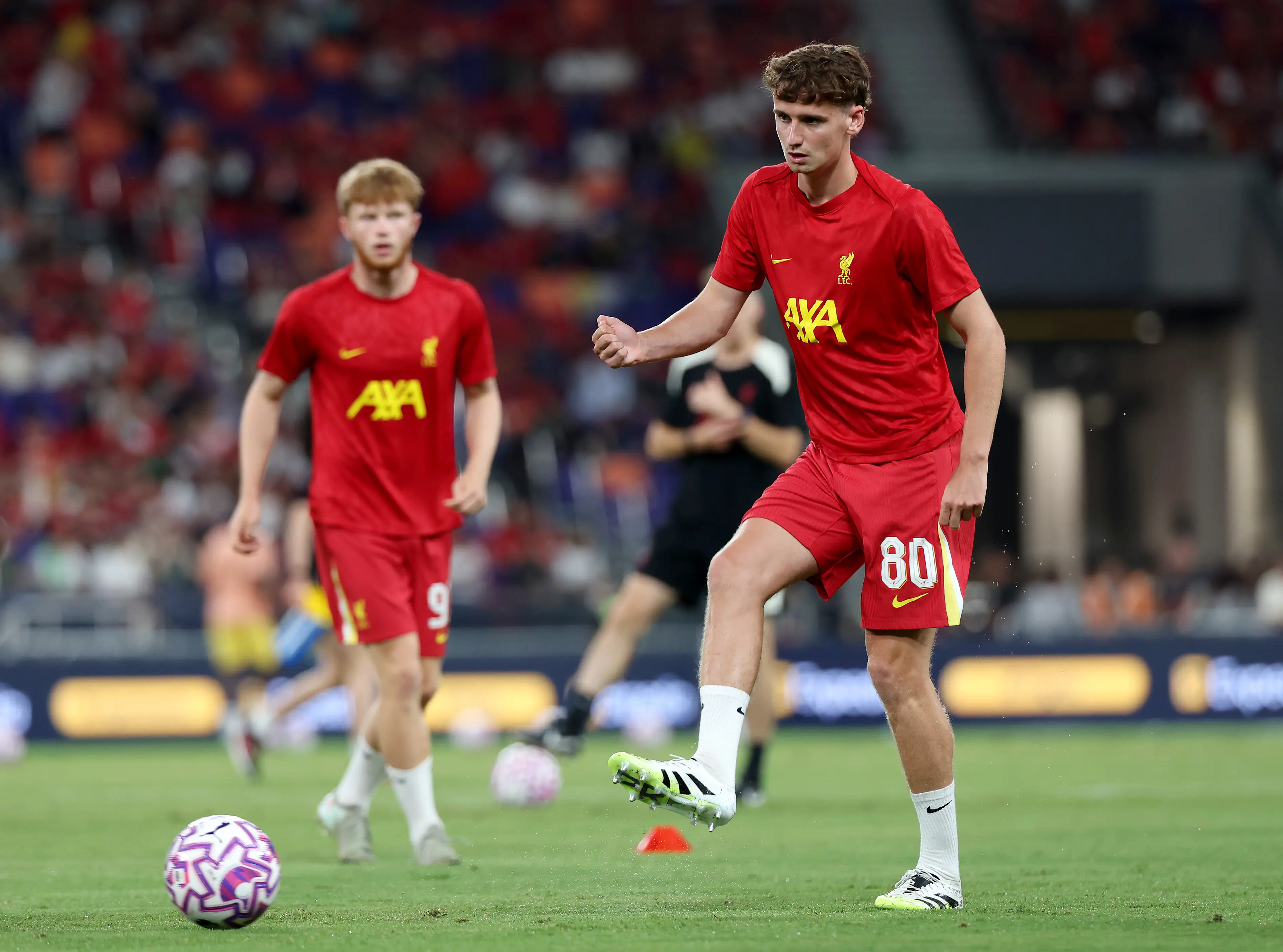 Tyler Morton playing for Liverpool in pre-season. Image: Liverpool FC / Contributor via Getty