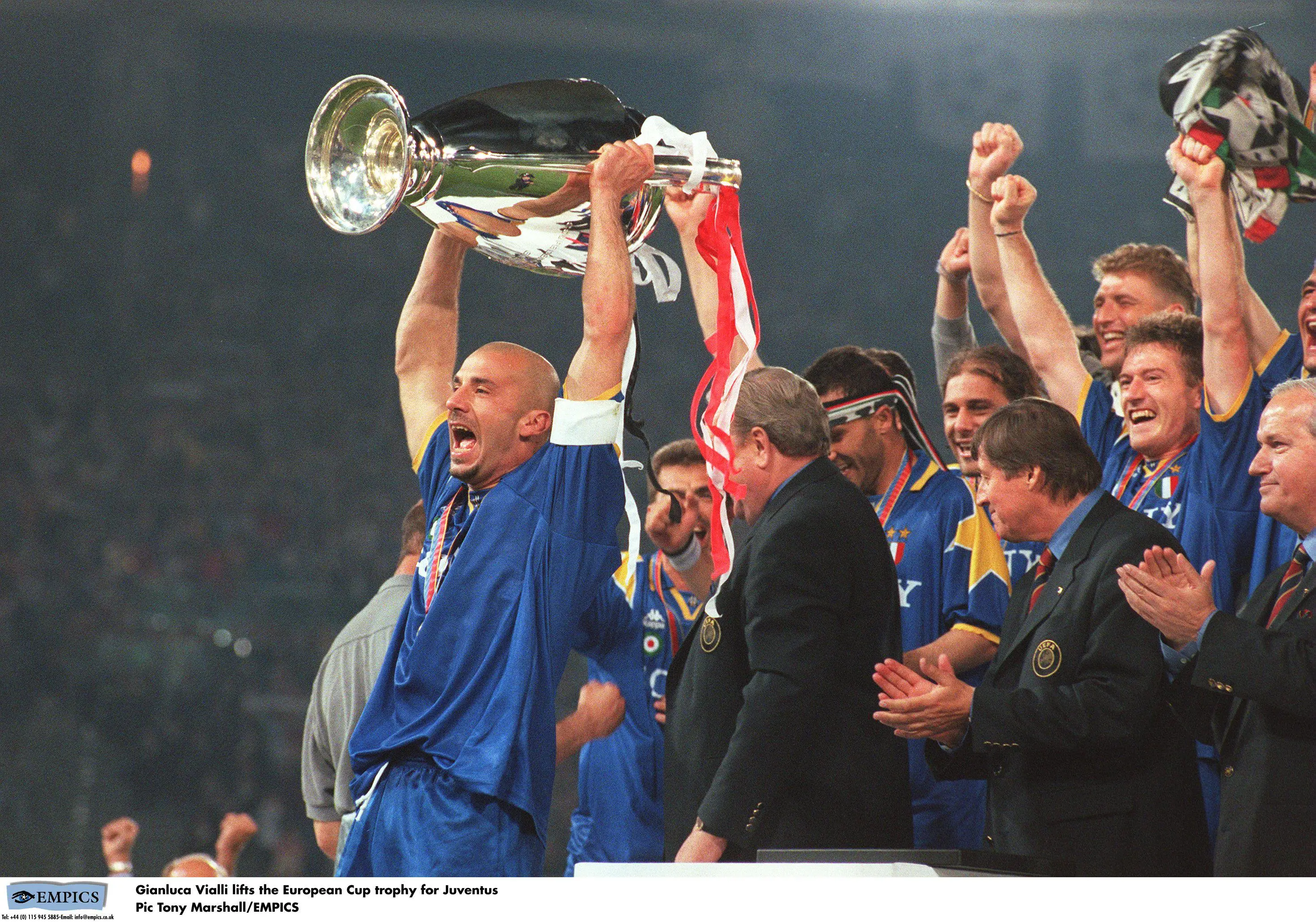 Vialli lifts the Champions League trophy. Image: Alamy