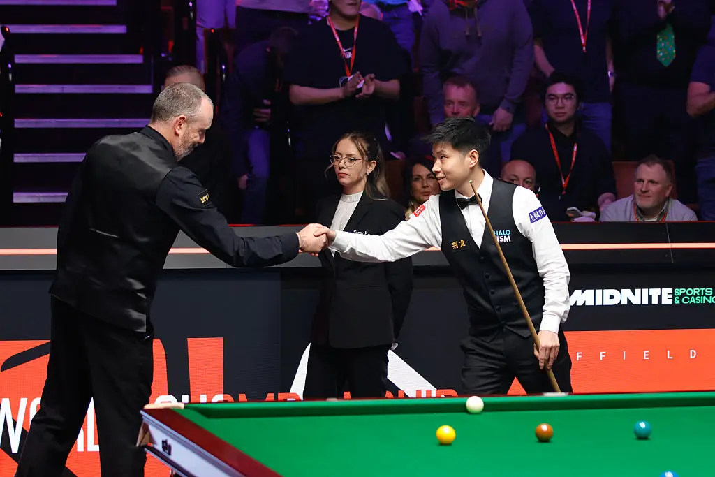 Zhao Xintong defeated Mark Williams in the World Snooker Championship final (Image: Getty)