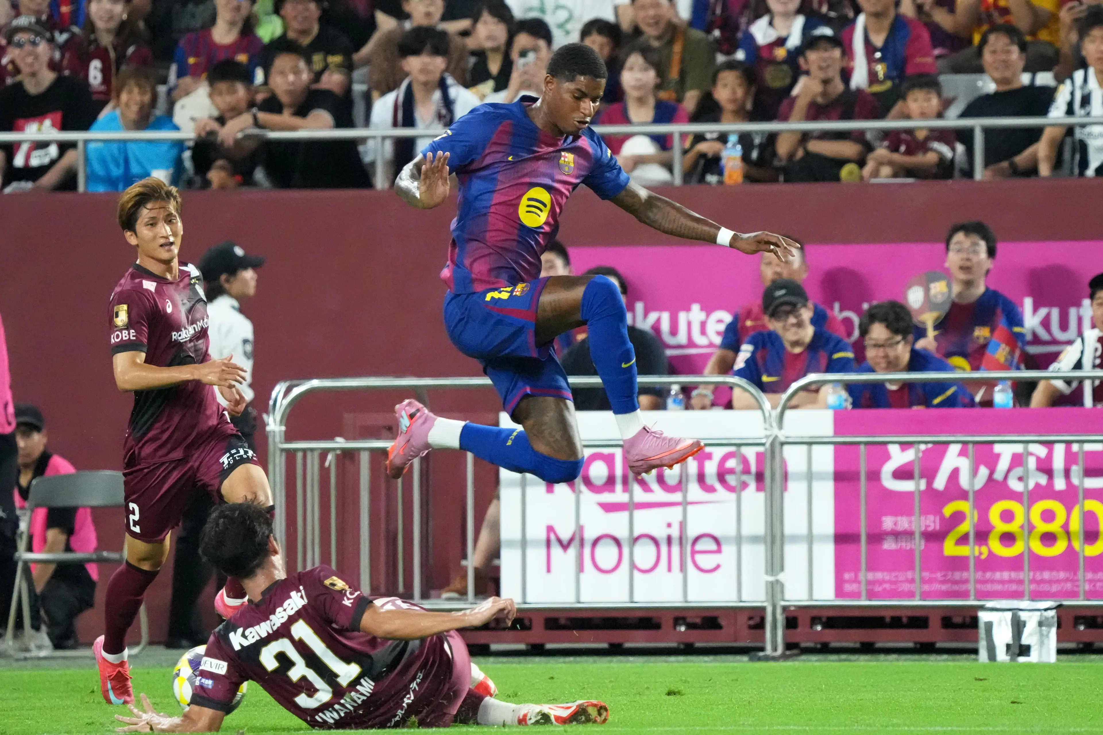Marcus Rashford made his Barcelona debut against Vissel Kobe. (Image: Koji Watanabe / Contributor via Getty)