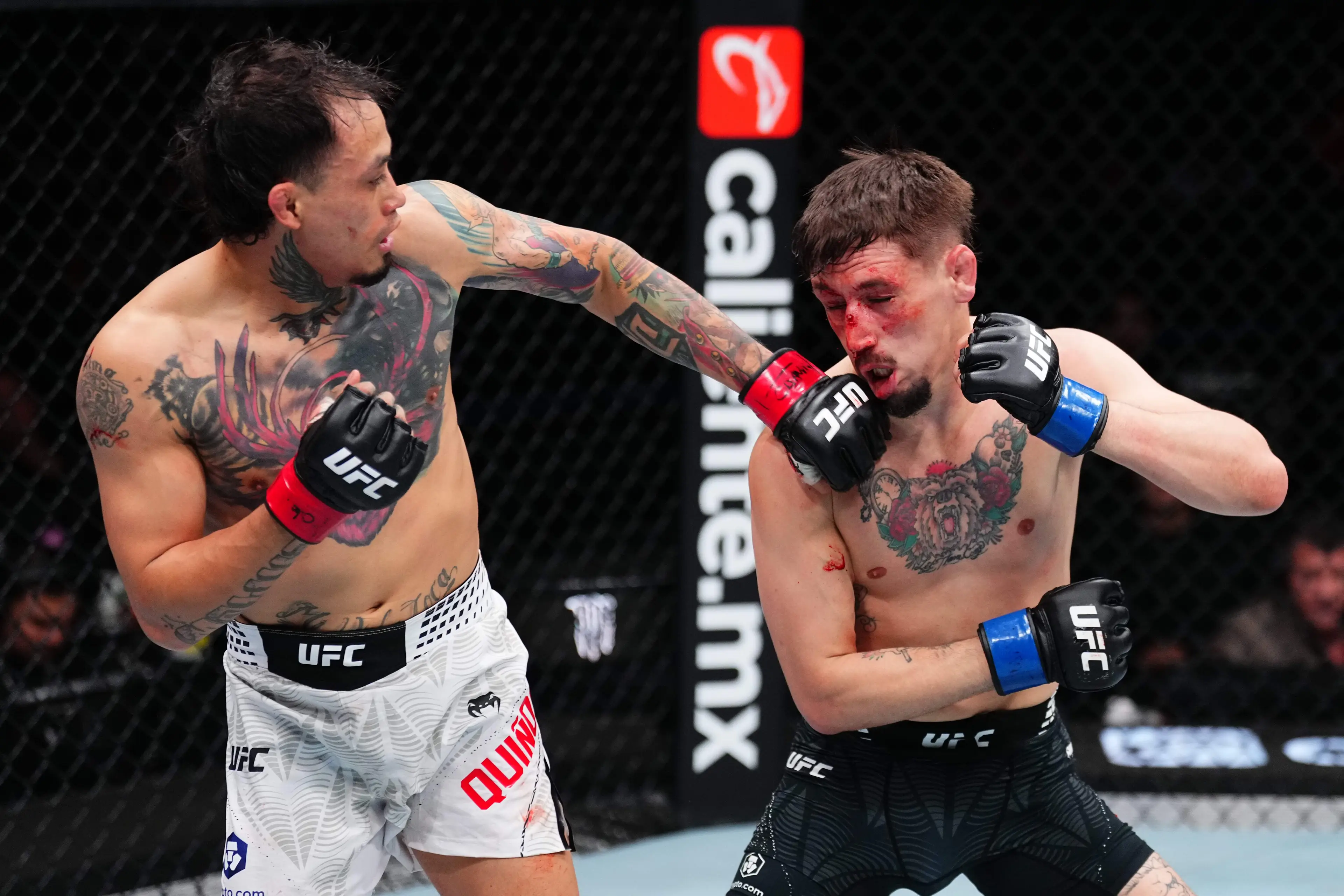Kris Moutinho (right) suffered a defeat to Cristian Quinonez at UFC Mexico. Image: Getty 