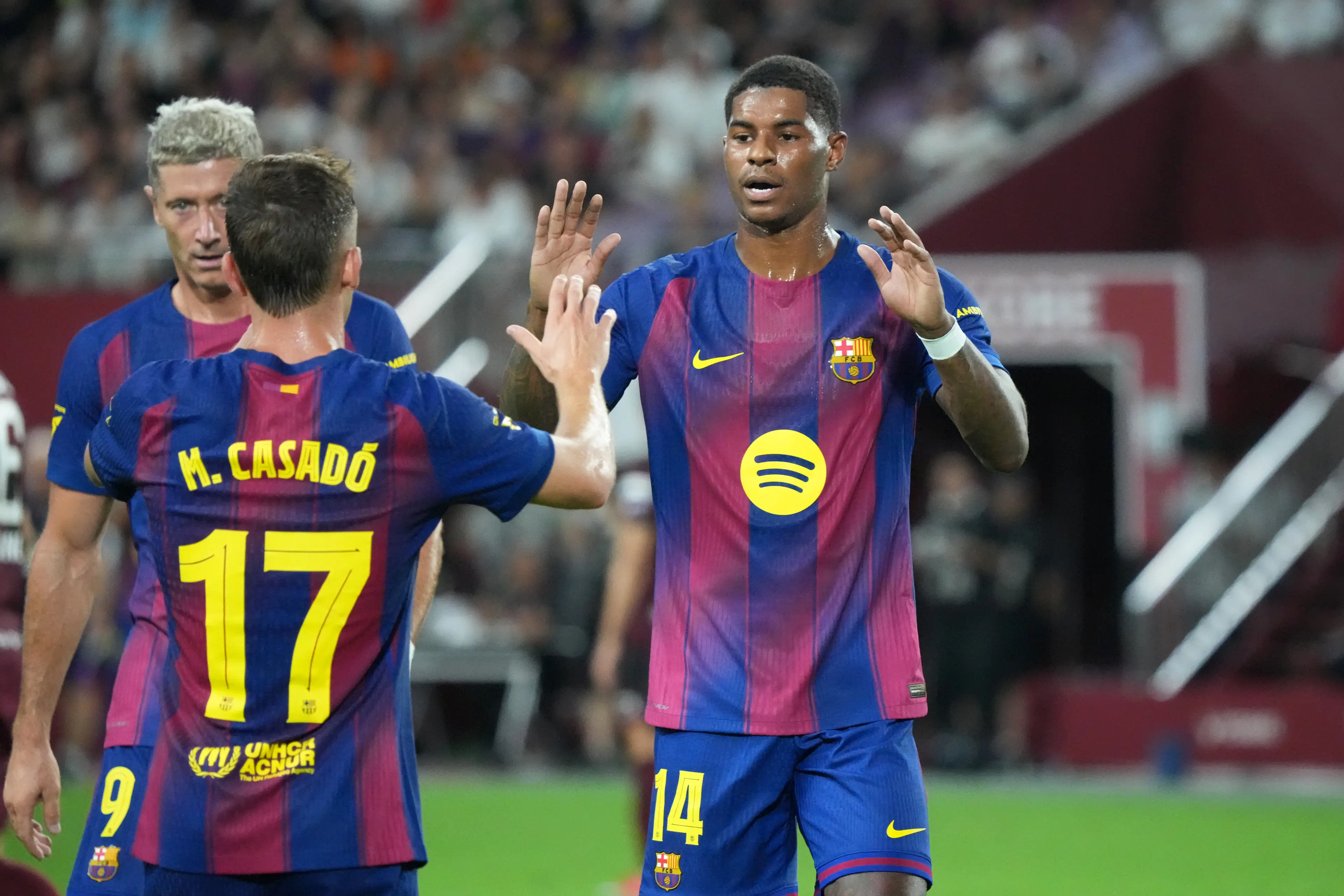 Marcus Rashford made his Barcelona debut against Vissel Kobe on Sunday. Image: Getty