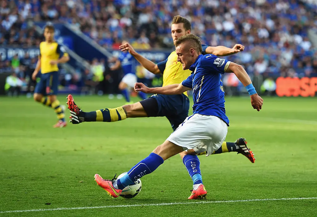 Jamie Vardy against Arsenal during his Premier League debut (Credit:Getty)