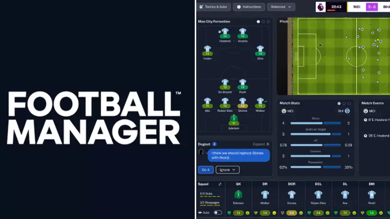 A first look at Football Manager 2025’s interface with brand-new match engine