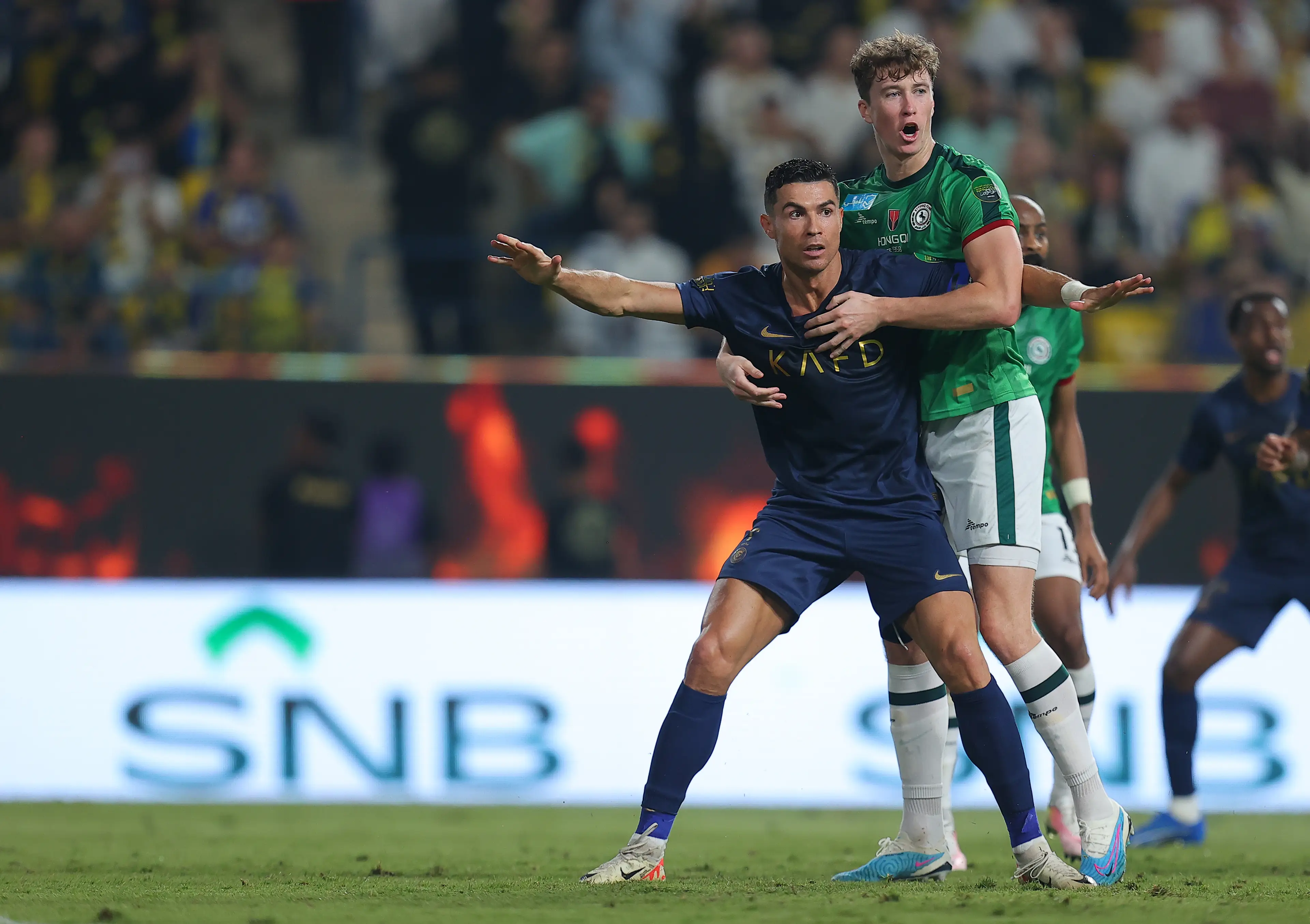 Ronaldo and Hendry during the game. (Image