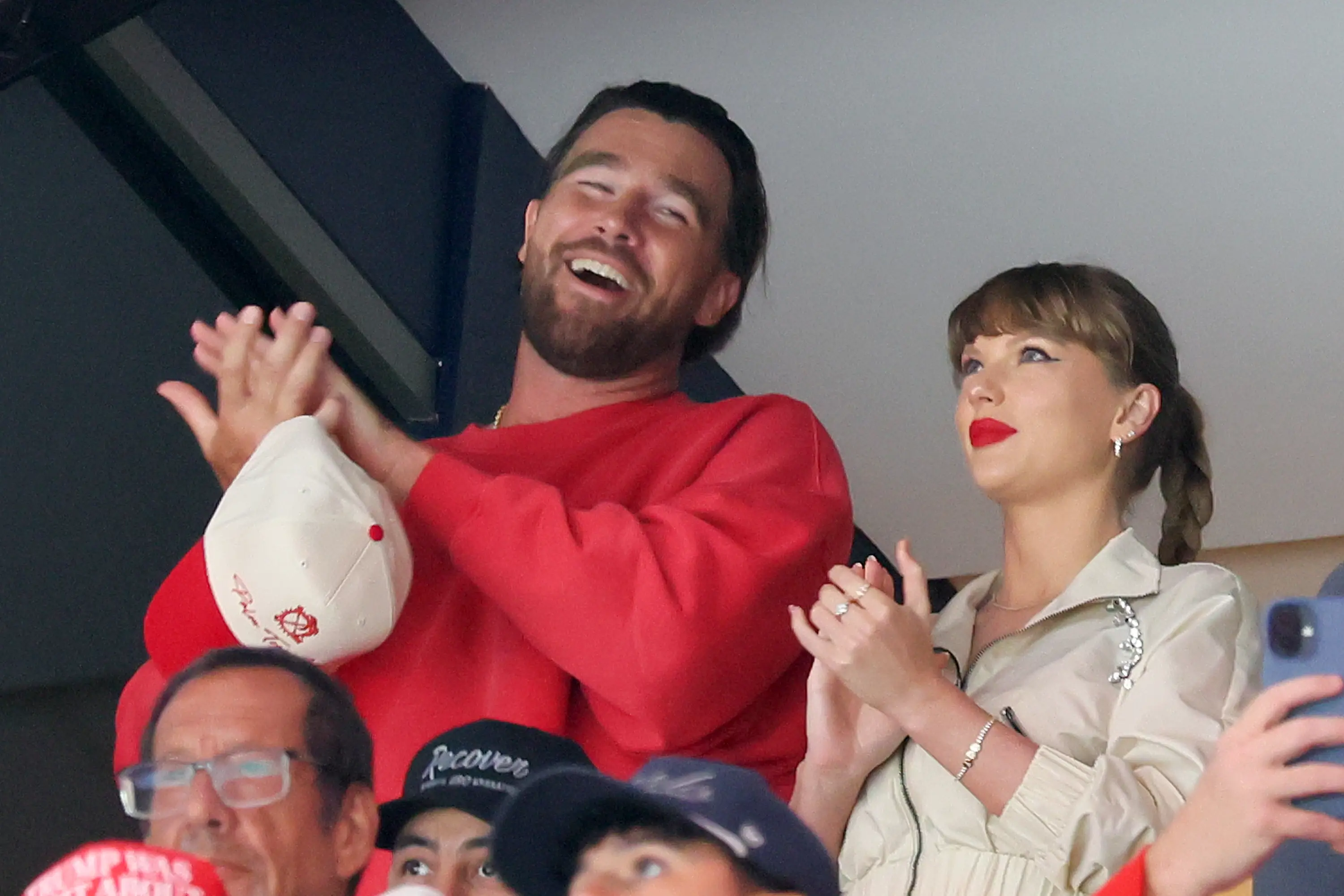 Travis Kelce and Taylor Swift. (Image: Getty)