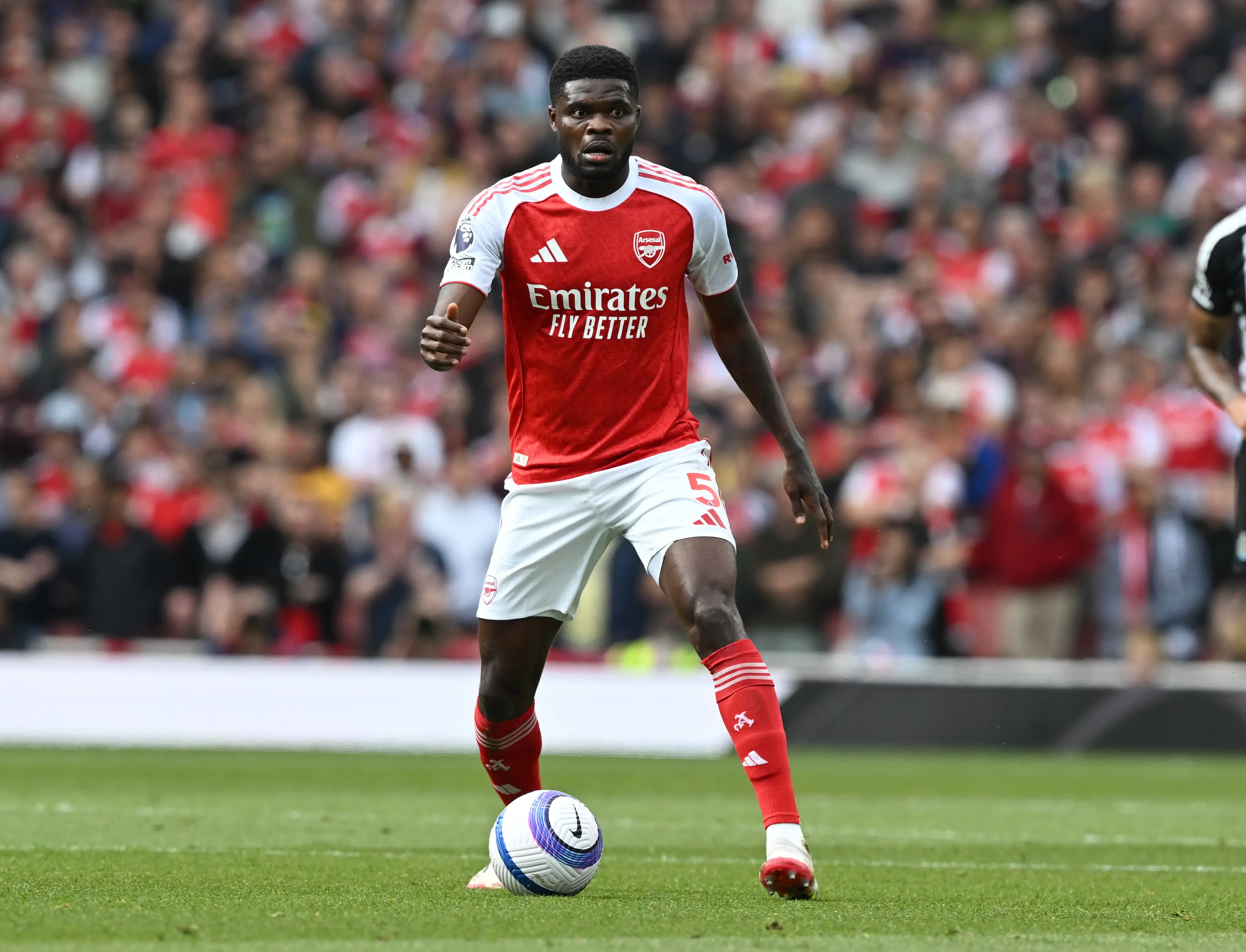 Thomas Partey in action for Arsenal. Image: Getty 