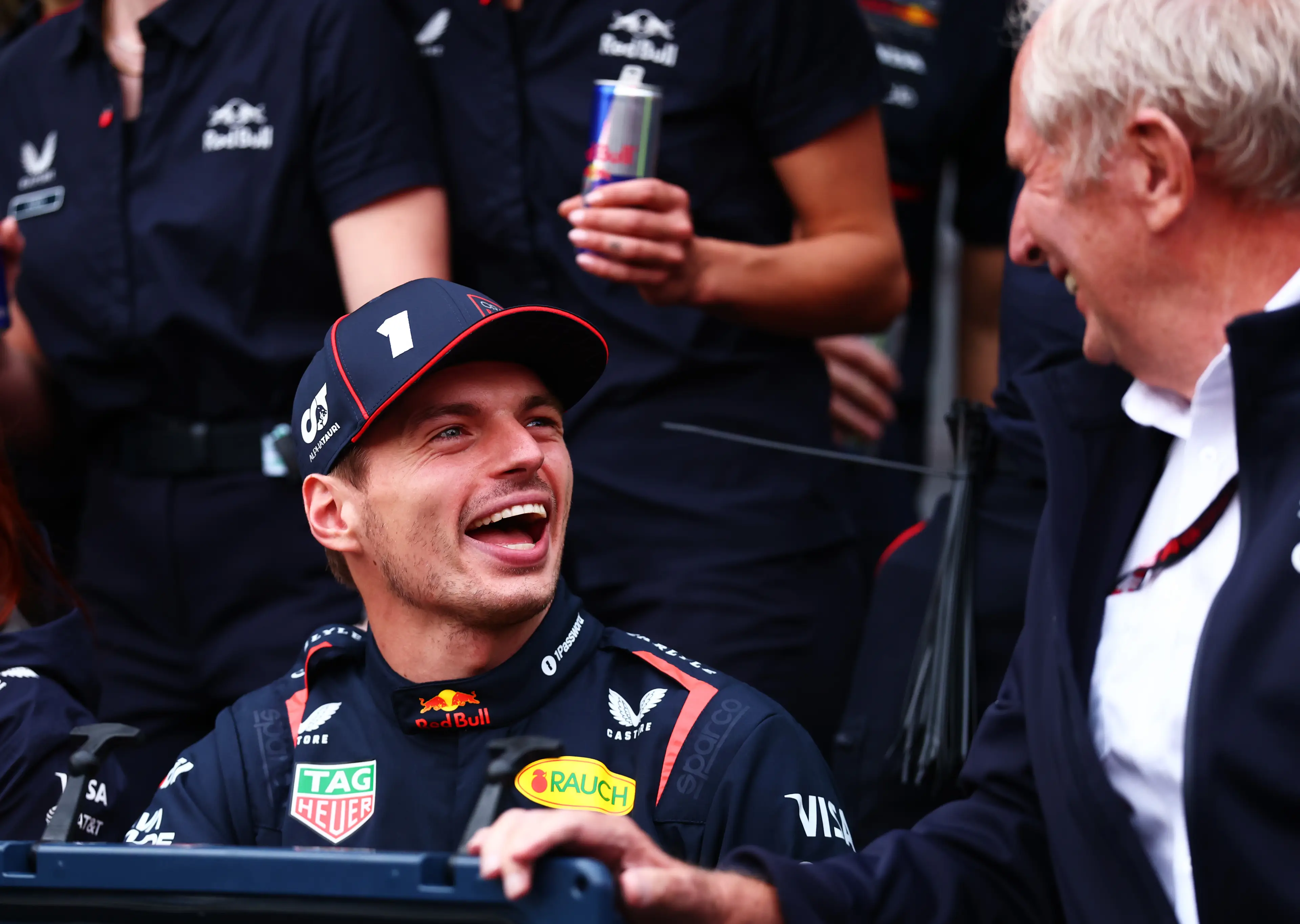 Max Verstappen with Helmut Marko (Image: Getty)