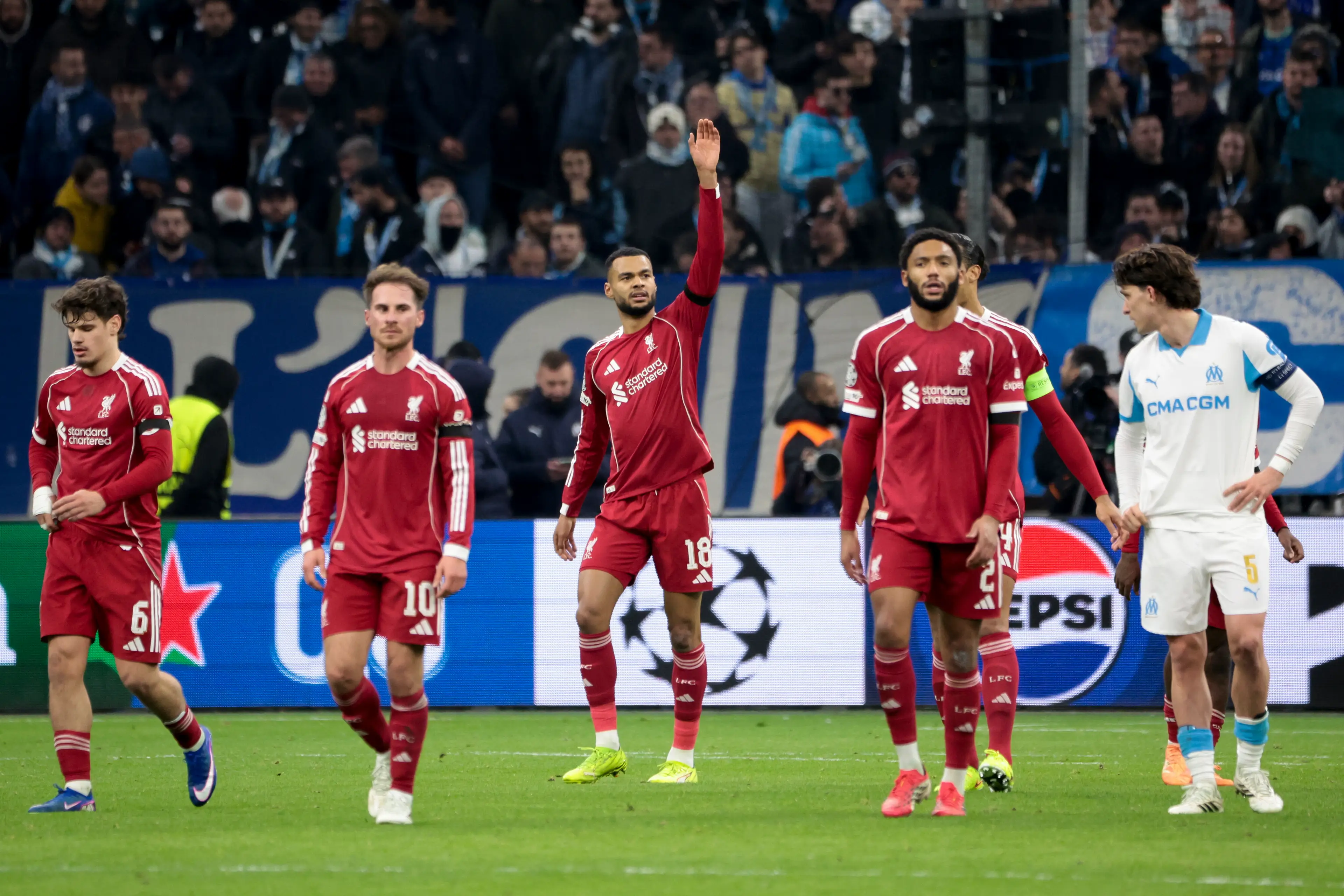 Cody Gakpo rounded off the scoring in Liverpool's win over Marseille. Image: Getty 