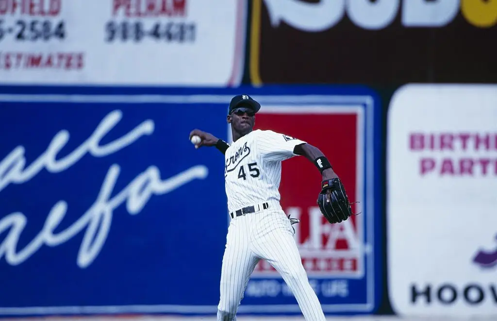 Michael Jordan in action for the Birmingham Barons (Credit:Getty)