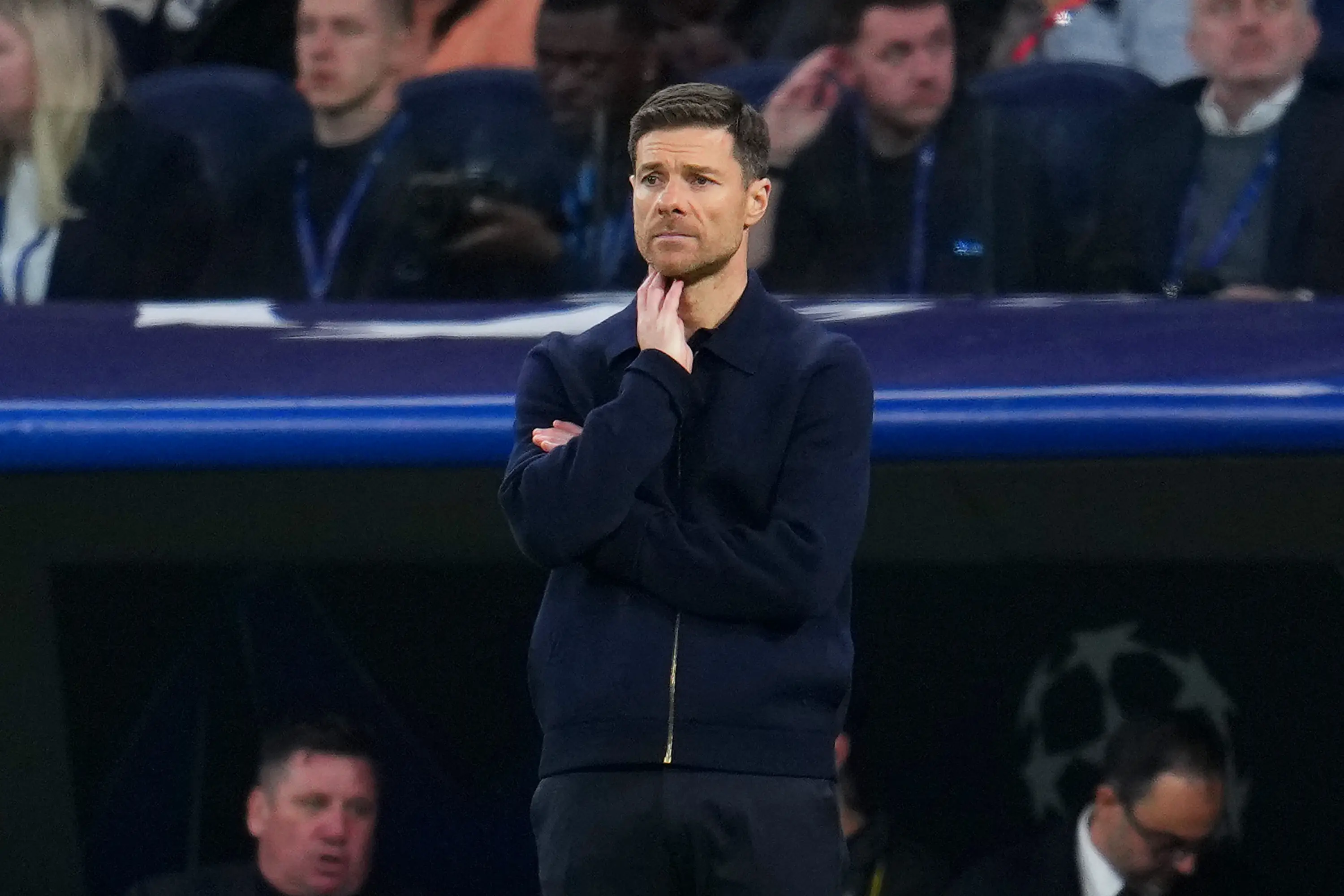 Pressure is mounting on Xabi Alonso following their defeat to Manchester City. Image: Getty 
