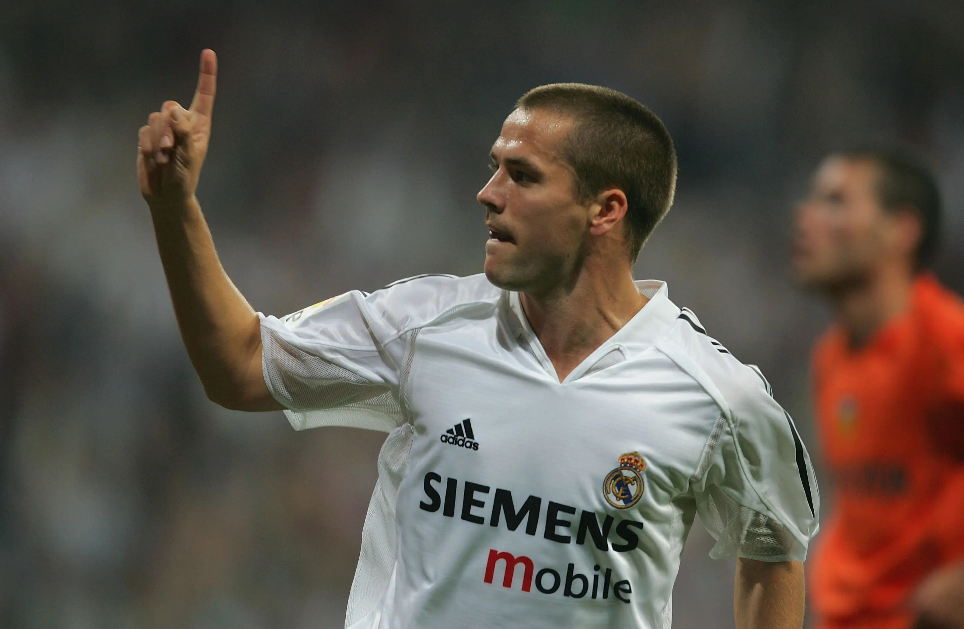 Michael Owen celebrates scoring a goal for Real Madrid. Image: Getty