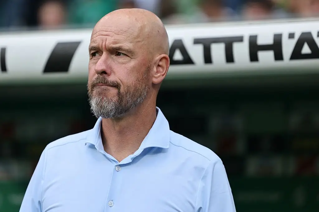 Erik ten Hag is now out of a job after just two Bundesliga matches in charge of Bayer Leverkusn. (Image: Christof Koepsel/Getty Images)