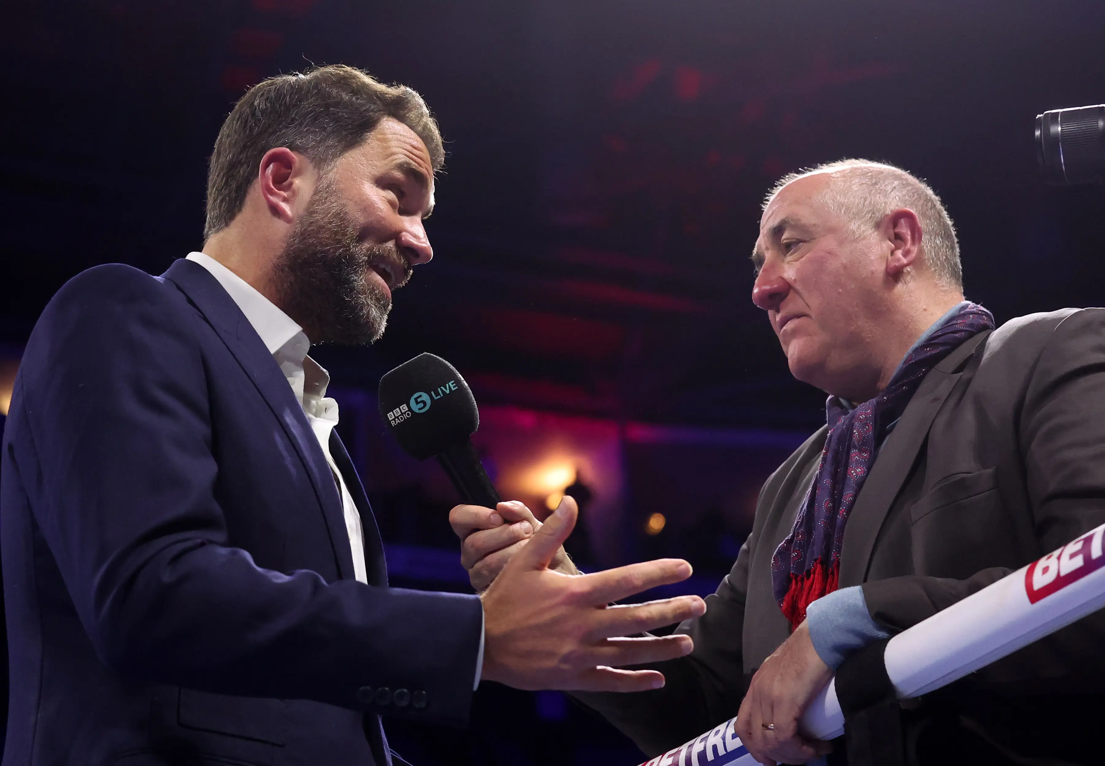 Eddie Hearn speaks with Steve Bunce for BBC radio. Image: Getty