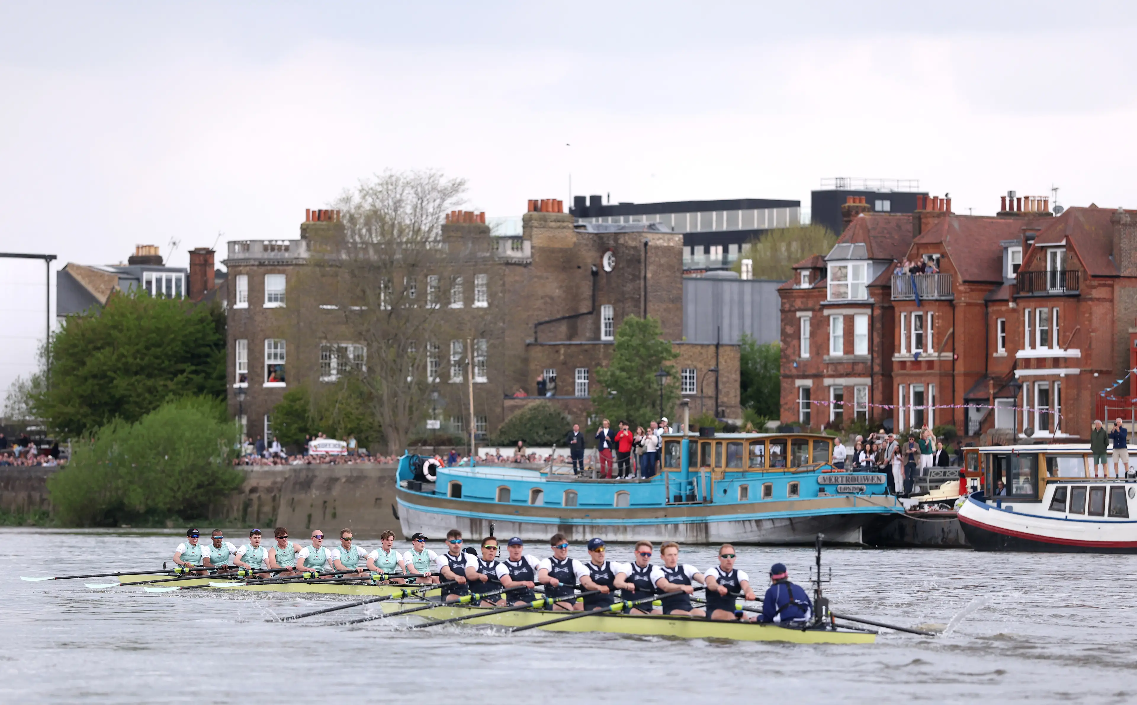 Cambridge won the 2025 Men's Boat Race. They have an overall record of 88-81. Image credit: Getty