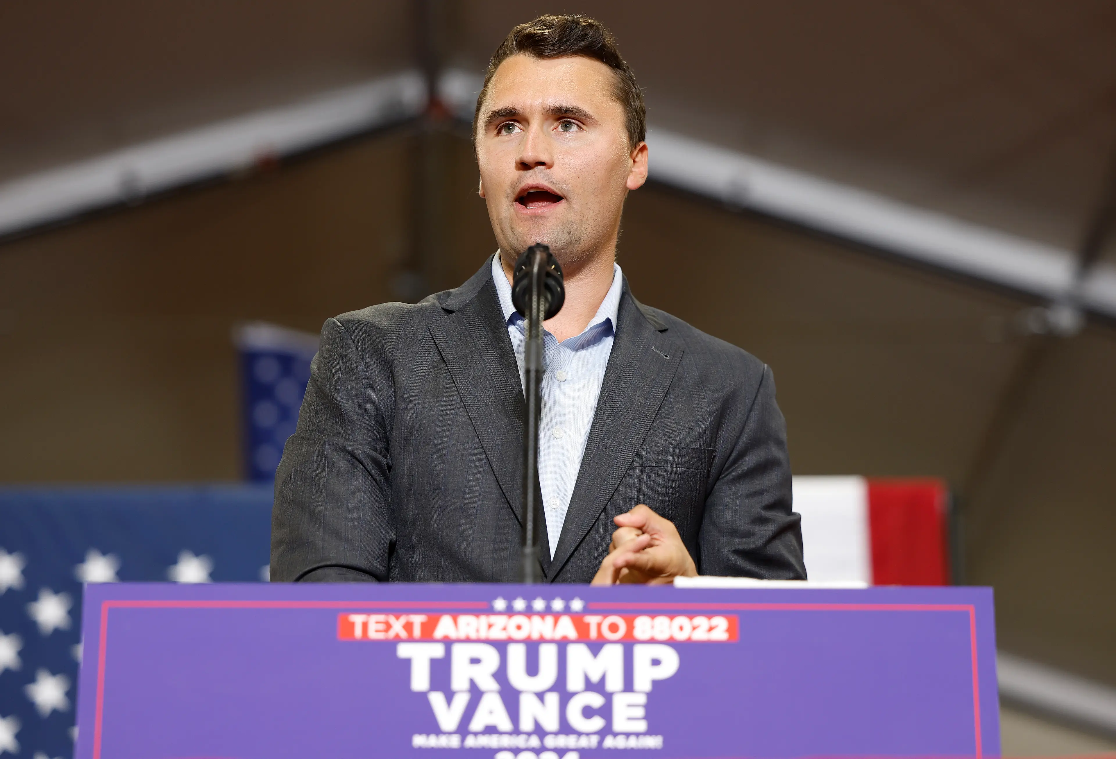Charlie Kirk. Image: Anna Moneymaker / Staff via Getty