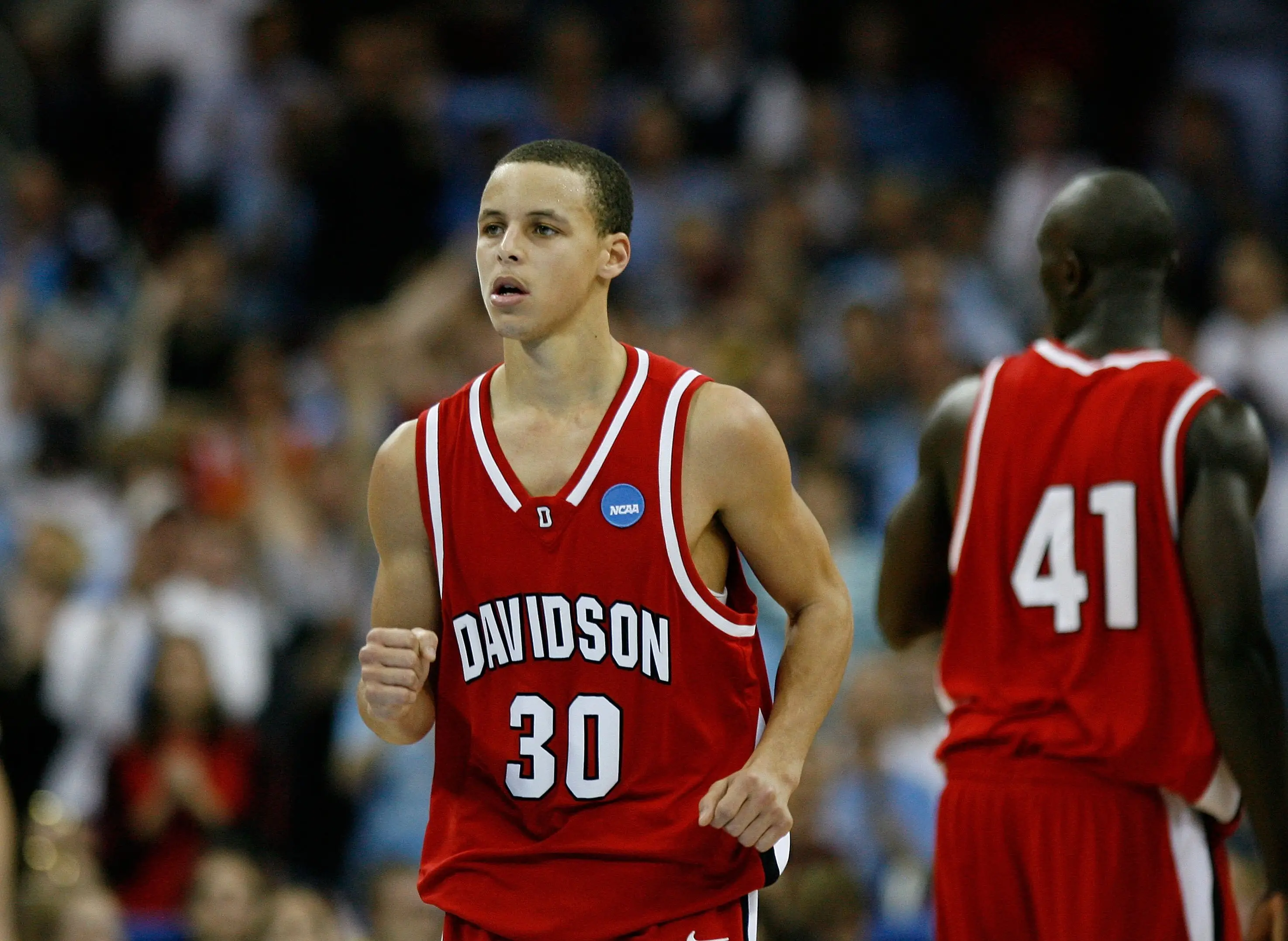 Steph Curry during an NCAA basketball game in 2008. Image: Getty 