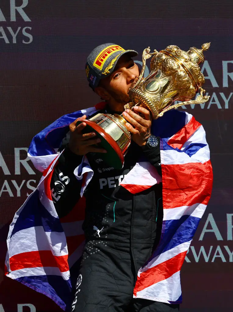 Lewis Hamilton celebrates winning the 2024 British Grand Prix- Getty