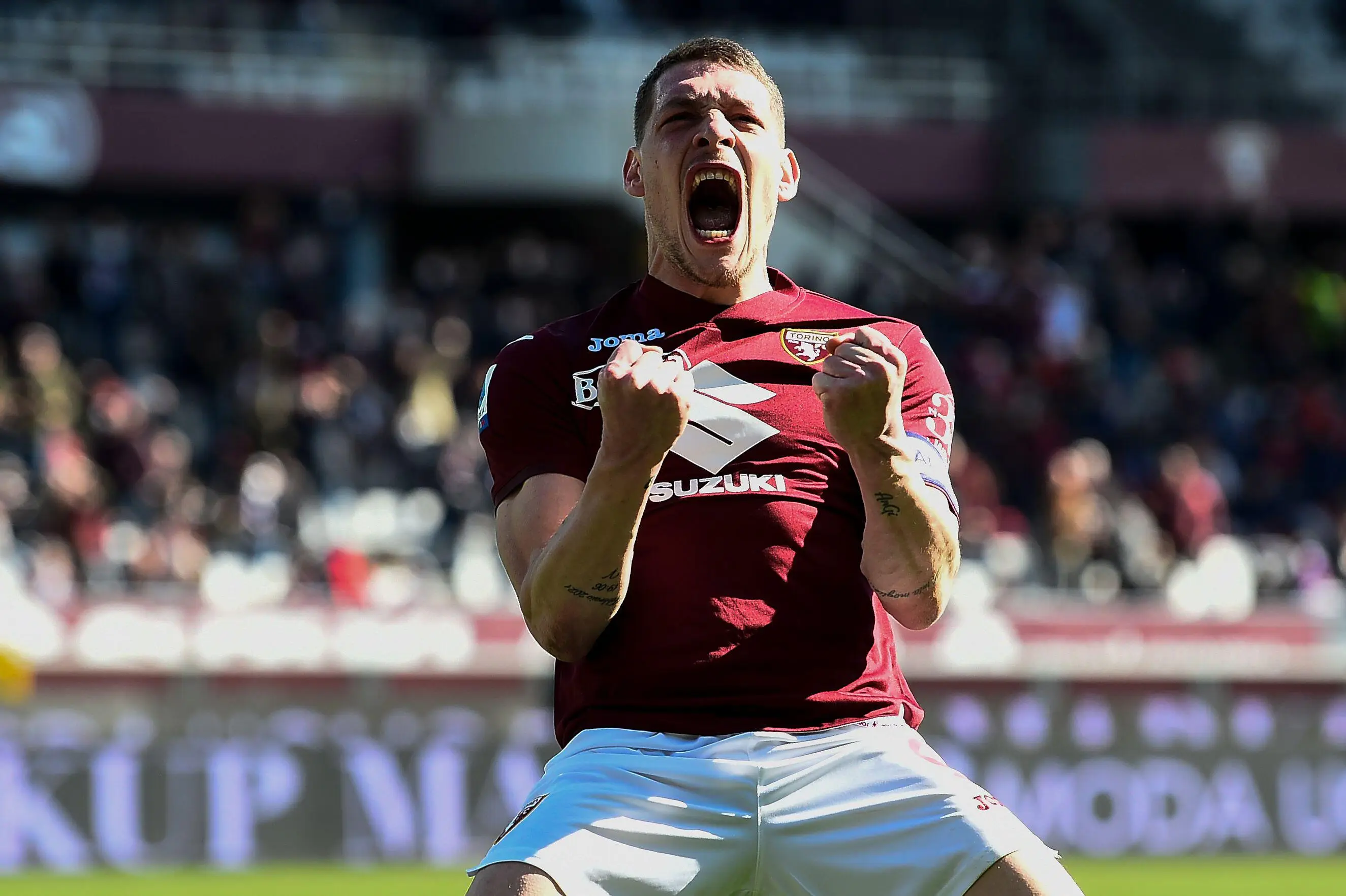 Belotti celebrates scoring for Torino. Image: Alamy