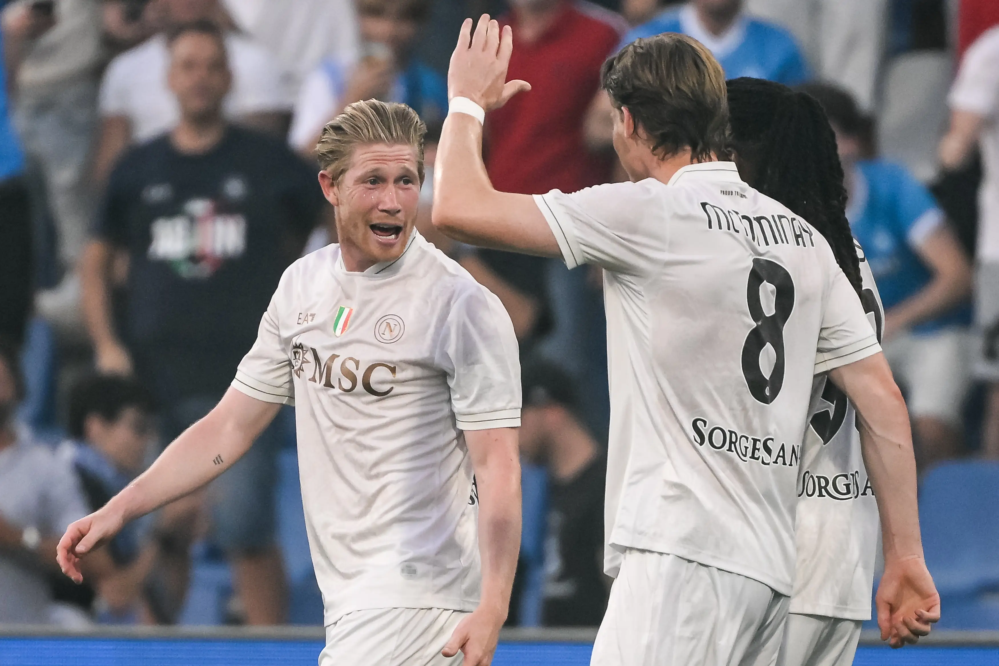 Kevin de Bruyne and Scott McTominay celebrate (Image: Mondadori Portfolio / Contributor via Getty)