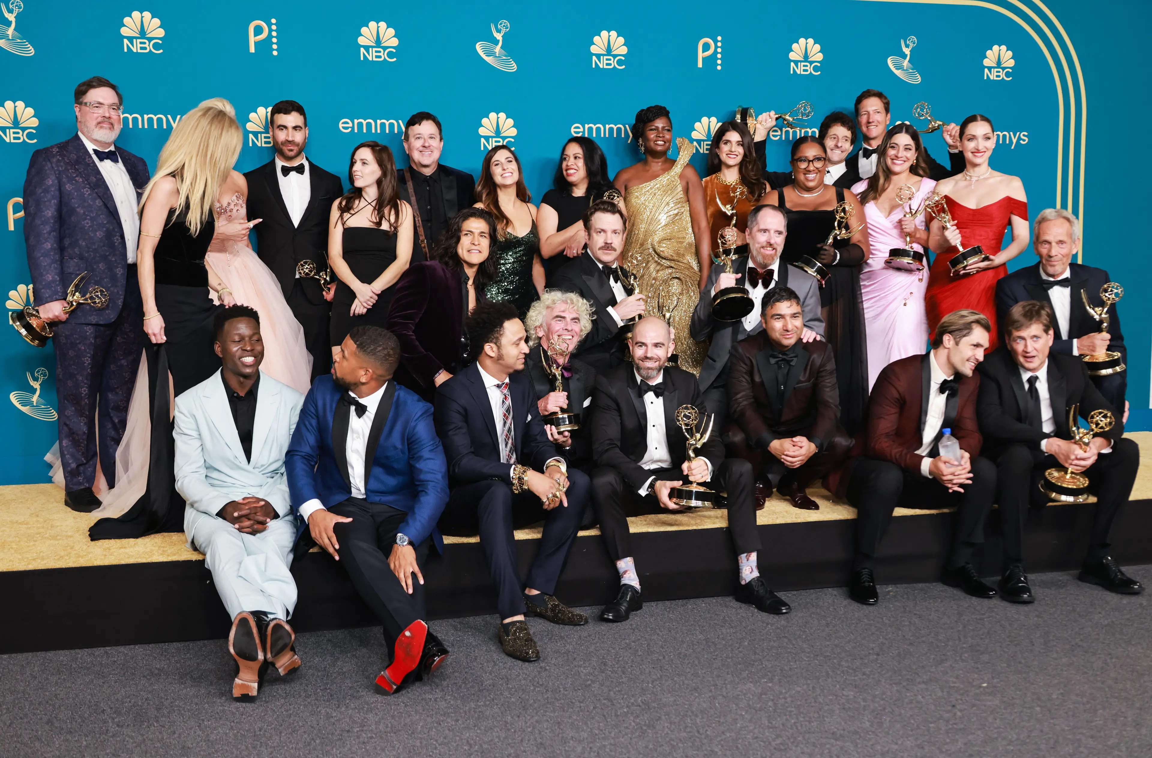 The cast of Ted Lasso, some of them now playable characters on FIFA 23, celebrate winning Emmy awards. Image: Alamy
