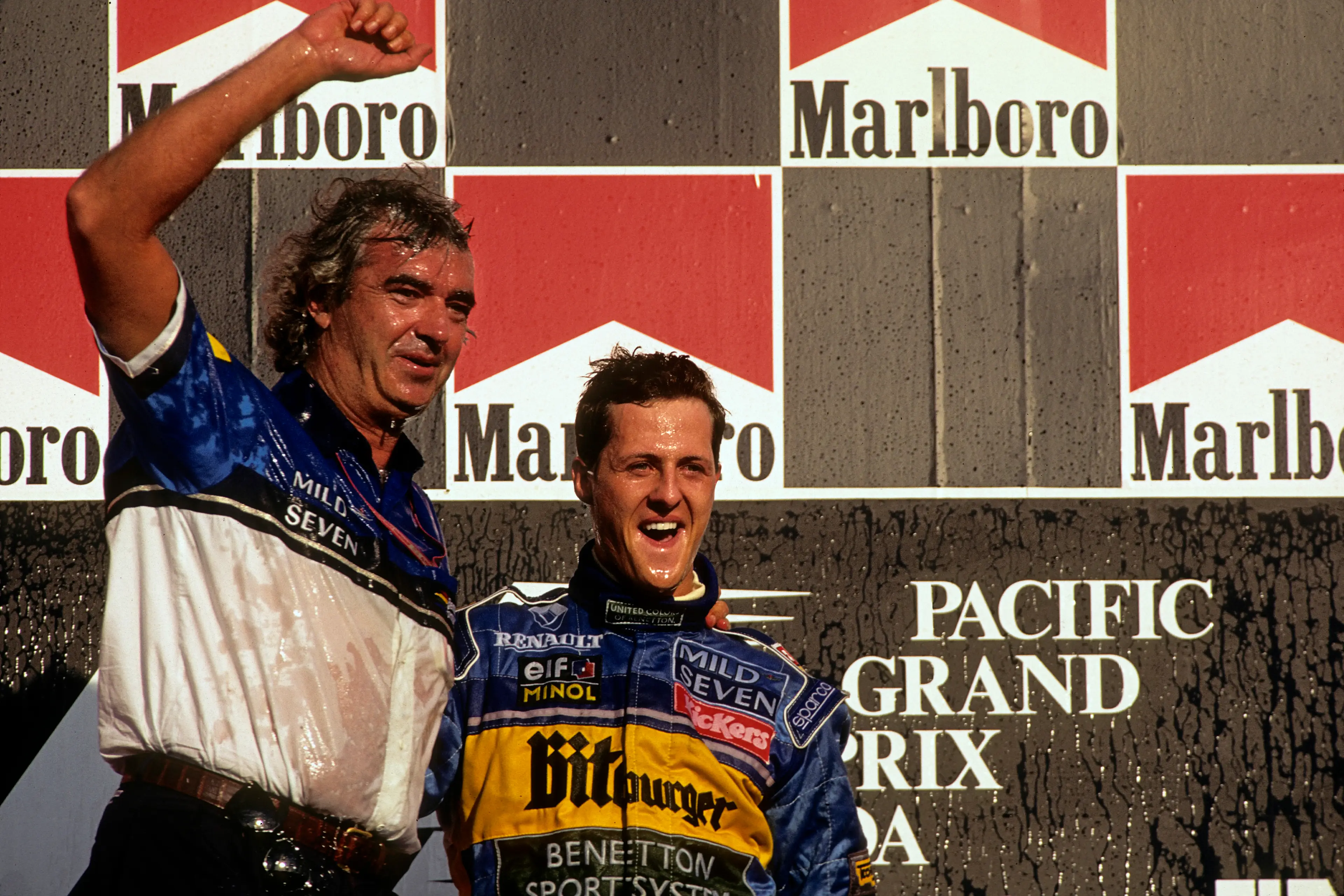 Flavio Briatore and Michael Schumacher. Image: Getty
