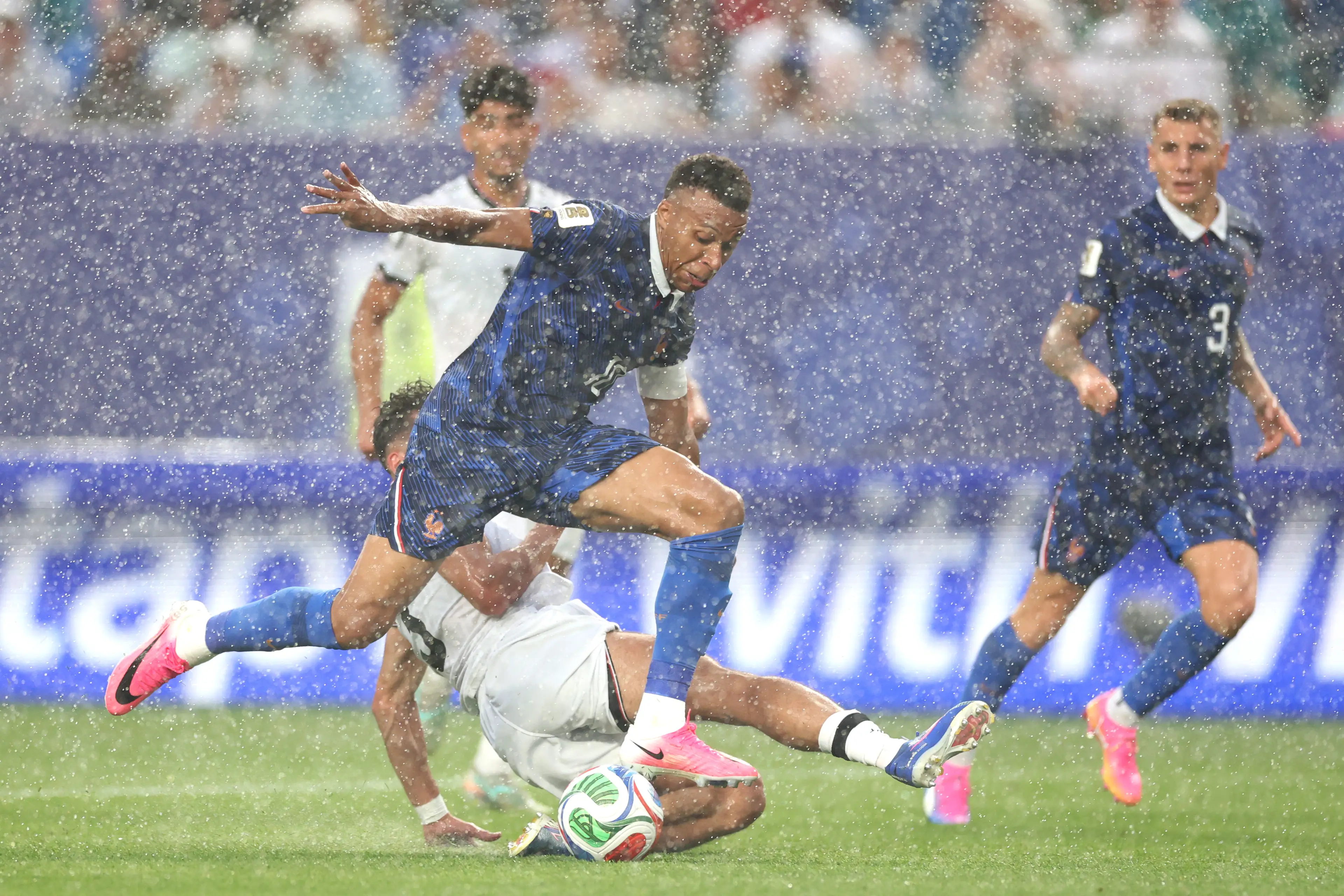 The match between France and Iraq was delayed by two hours because of safety concerns. Image credit: Getty