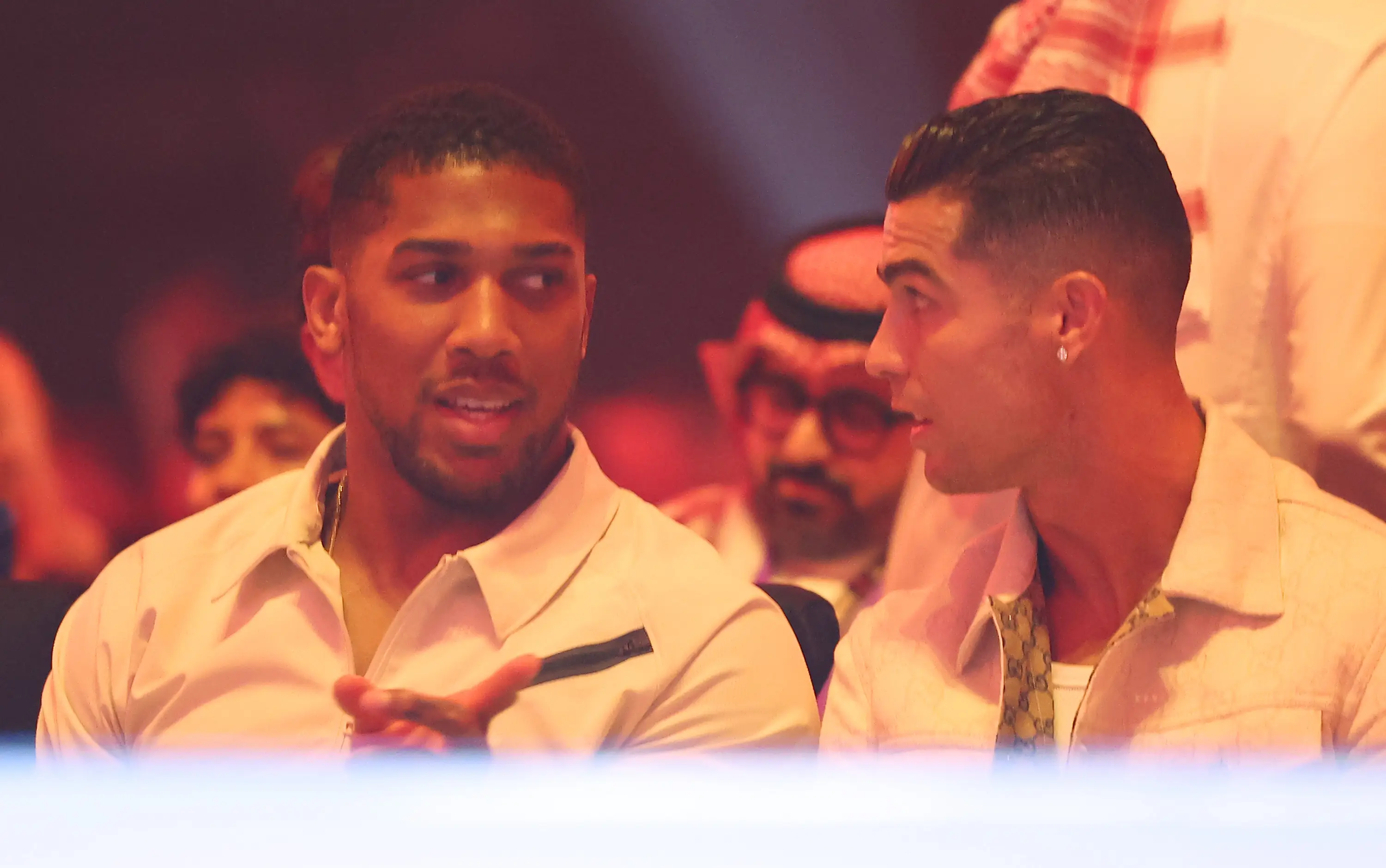 Anthony Joshua and Cristiano Ronaldo ringside at Tyson Fury vs Oleksandr Usyk. (