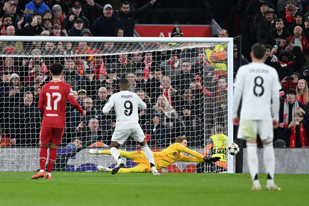 Mbappe missed a penalty against Liverpool (Image: Getty)
