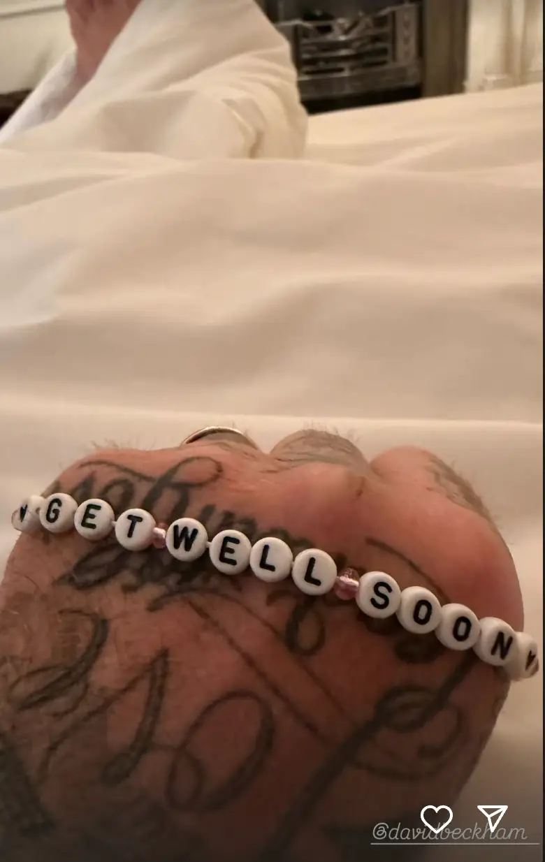 She also posted an image of the bracelet he was wearing. Instagram/victoriabeckham