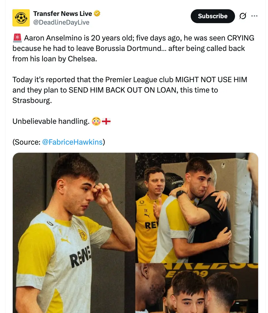 Chelsea's handling of the situation has been criticised by some. Image credit: X