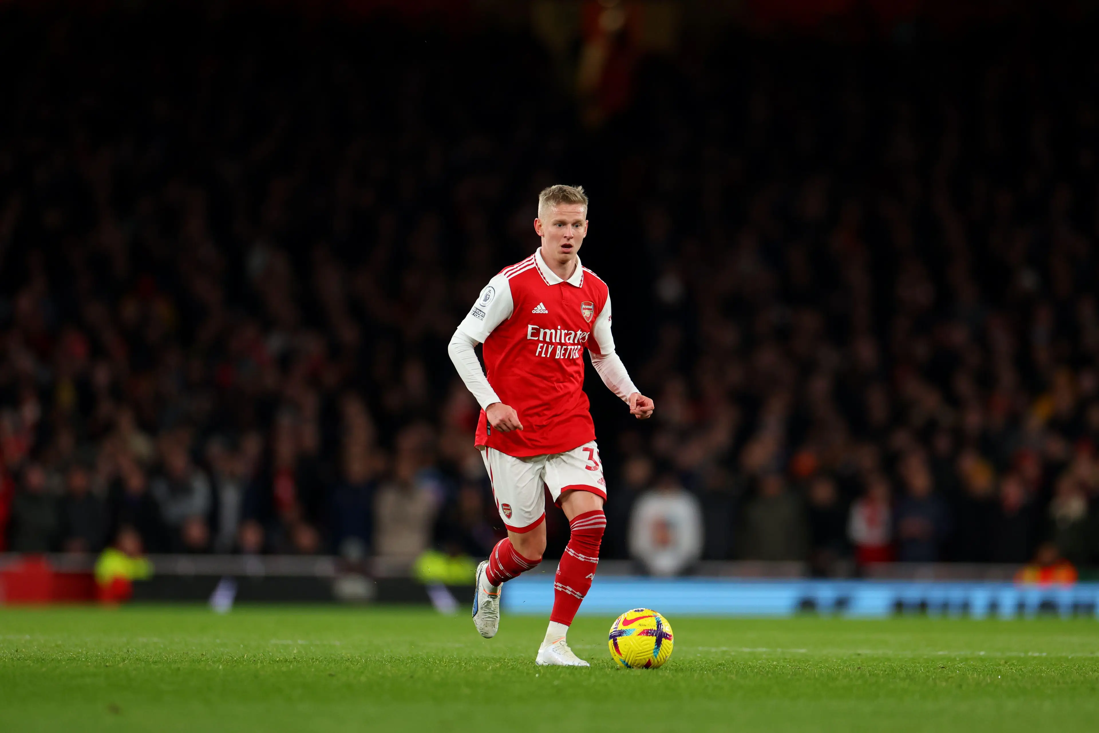 Oleksandr Zinchenko in action for Arsenal. Image: Alamy