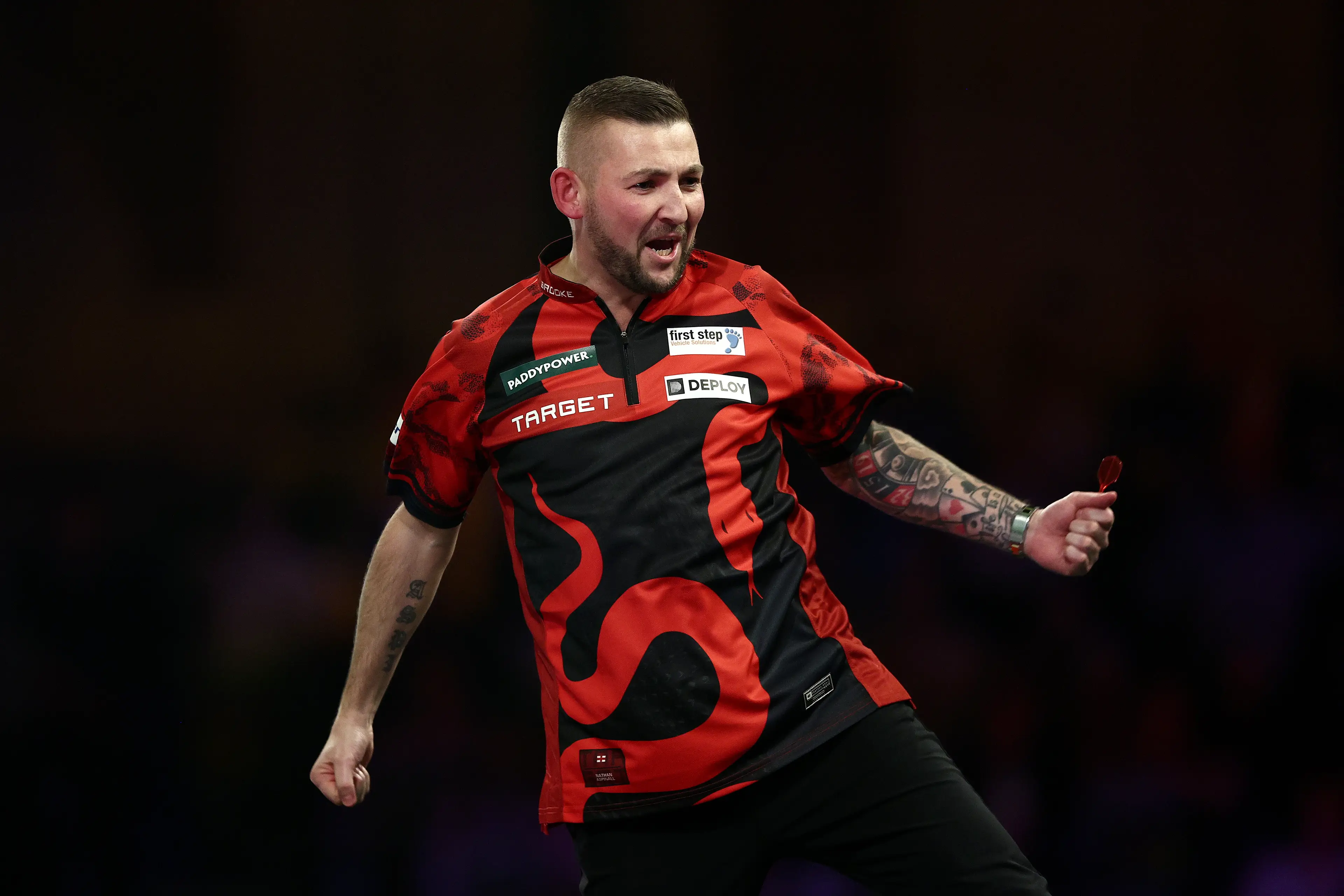 Nathan Aspinall was taken to hospital before his opening match of the Bahrain Masters. Image: Getty 