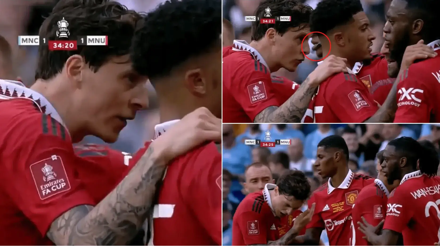 Victor Lindelof hit in the face by missile during Manchester United's equaliser celebrations in FA Cup final