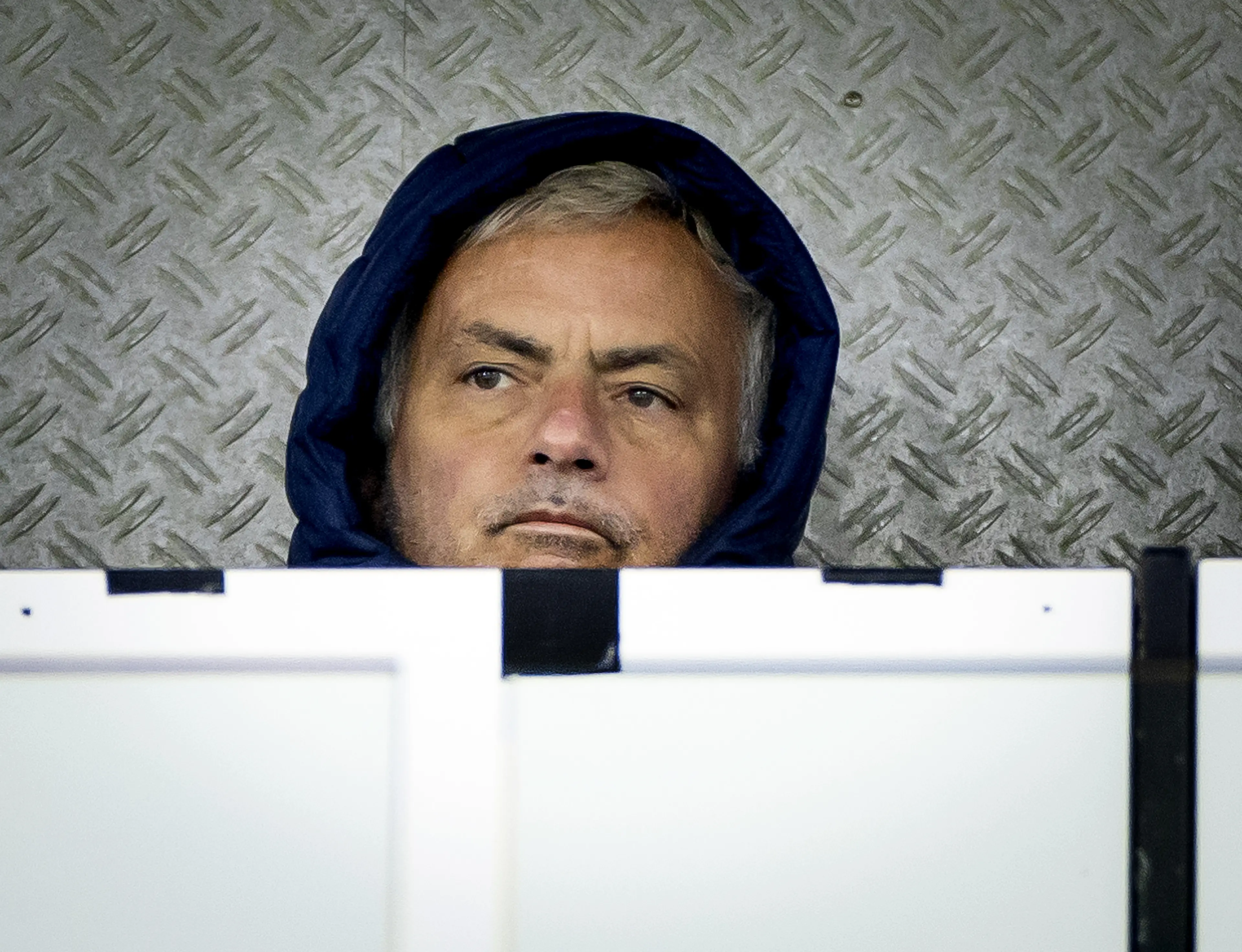 Jose Mourinho watches Fenerbahce's defeat to AZ Alkmaar from the stands. Image: Getty