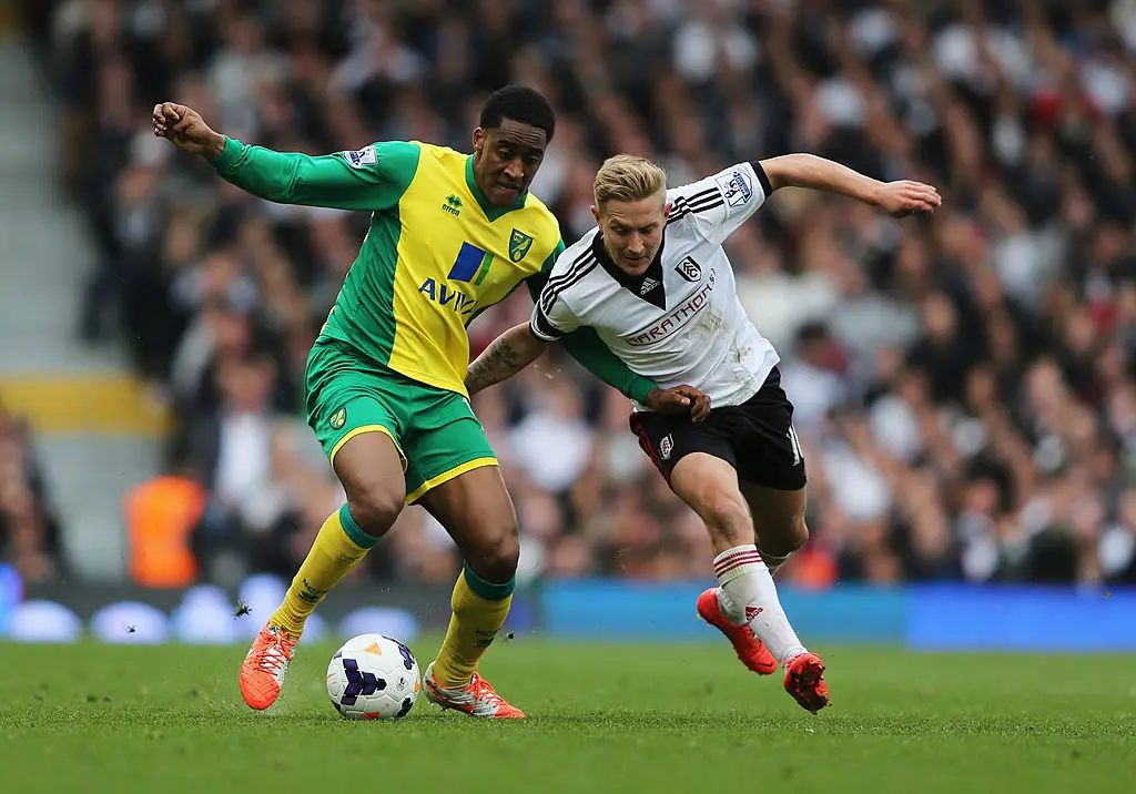 Leroy Fer (left) in action for Norwich in 2014 (Credit:Getty)