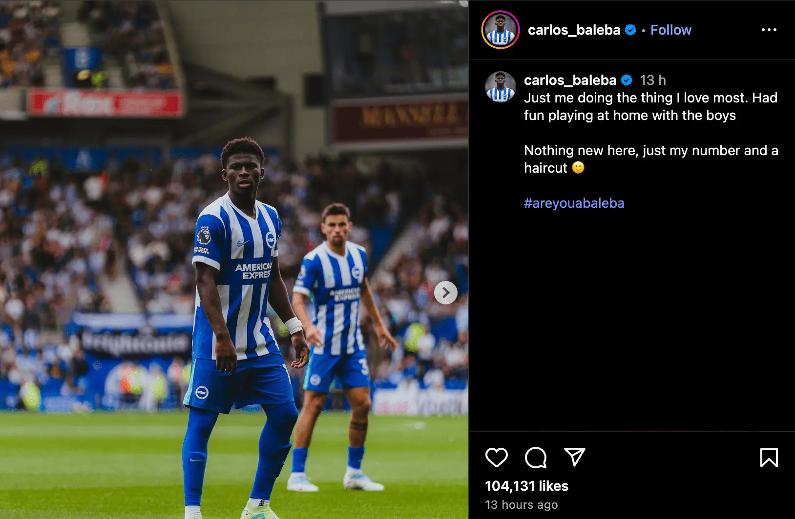 Image: Instagram/@carlos_baleba