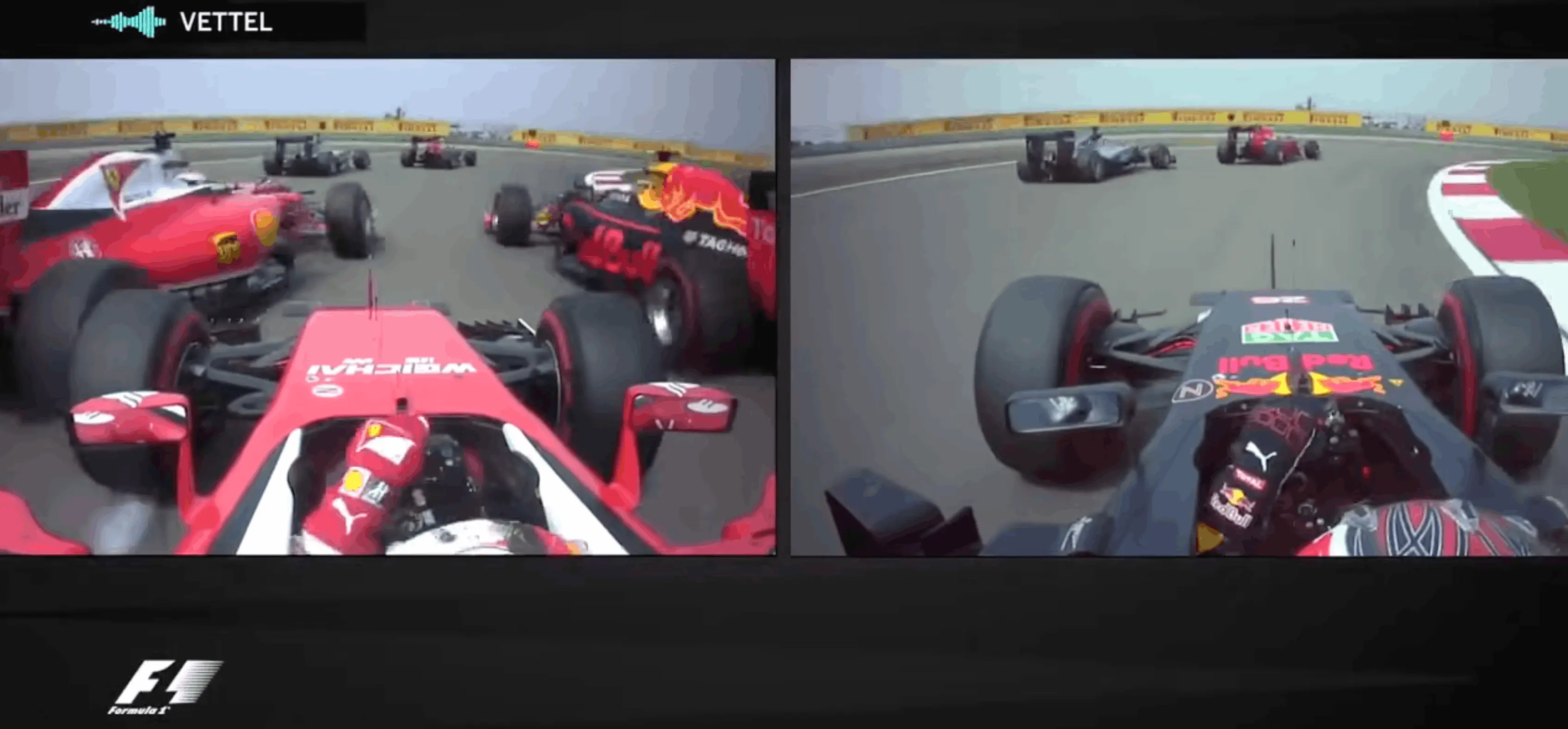 Formula 1 published an onboard comparison between Vettel and Kvyat in China (Image: F1TV)