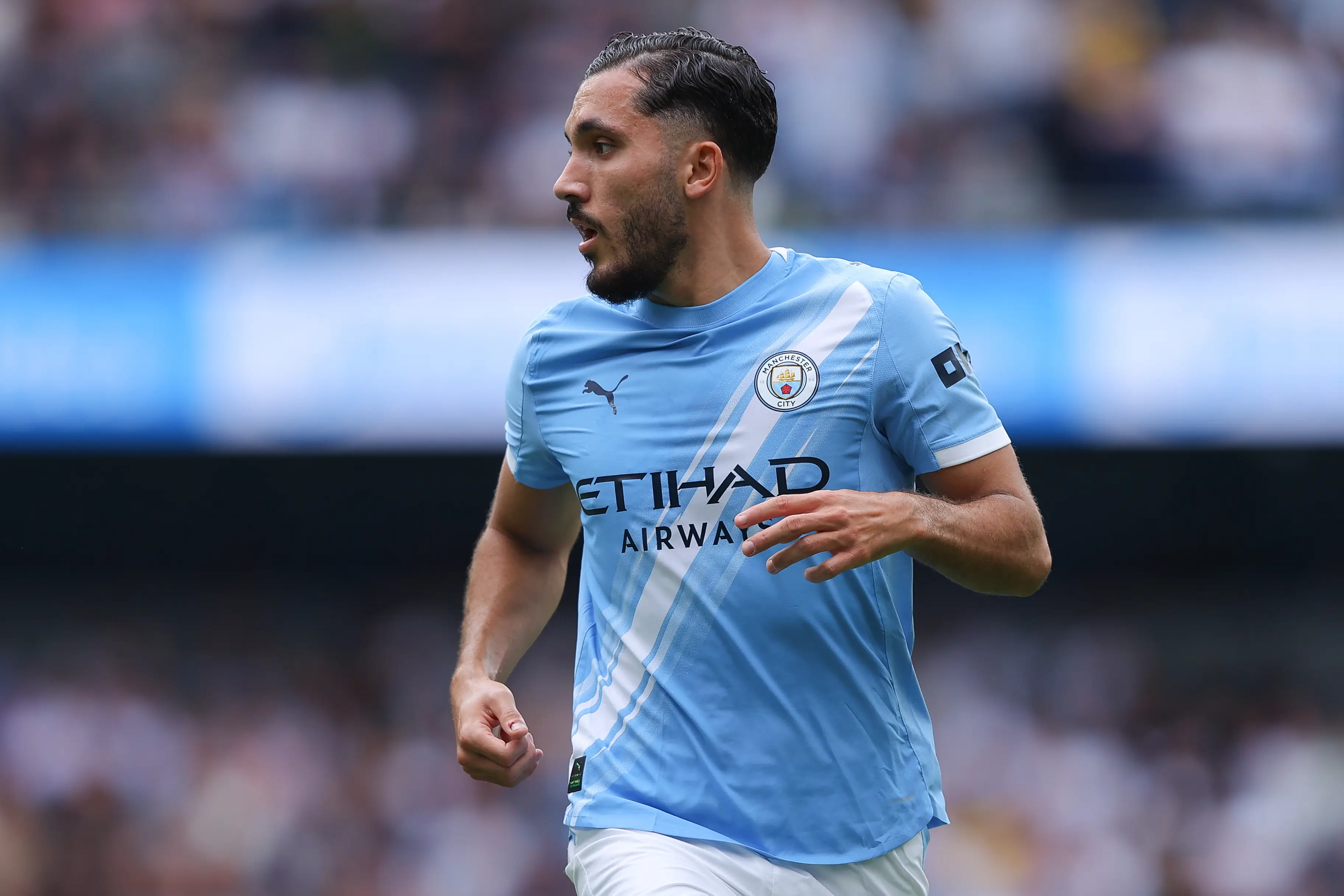 Pep Guardiola says Rayan Cherki will be out for two months. Image: Getty 