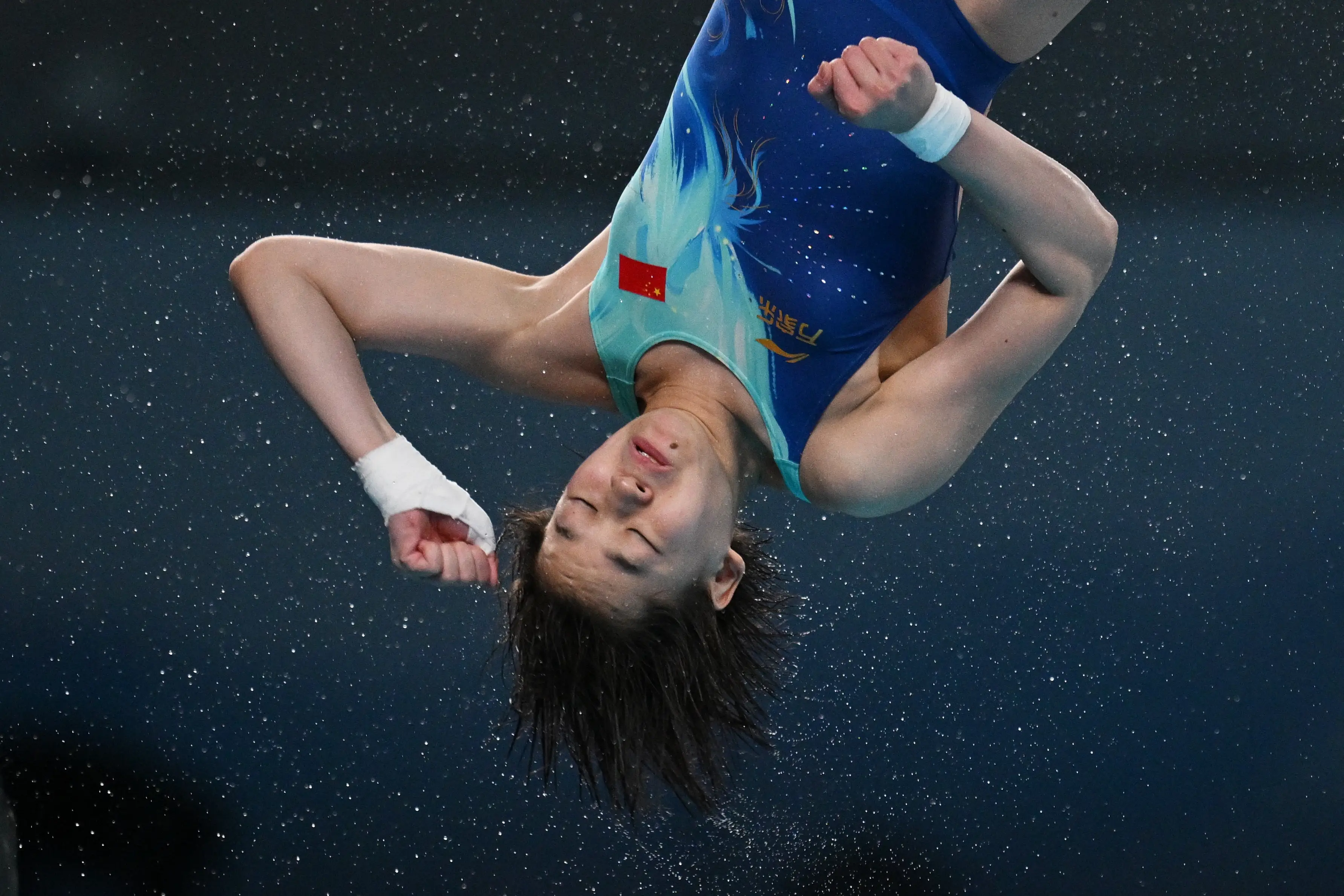 China's Quan Hongchan competes in the women's 10 meter platform event. Image credit: Getty
