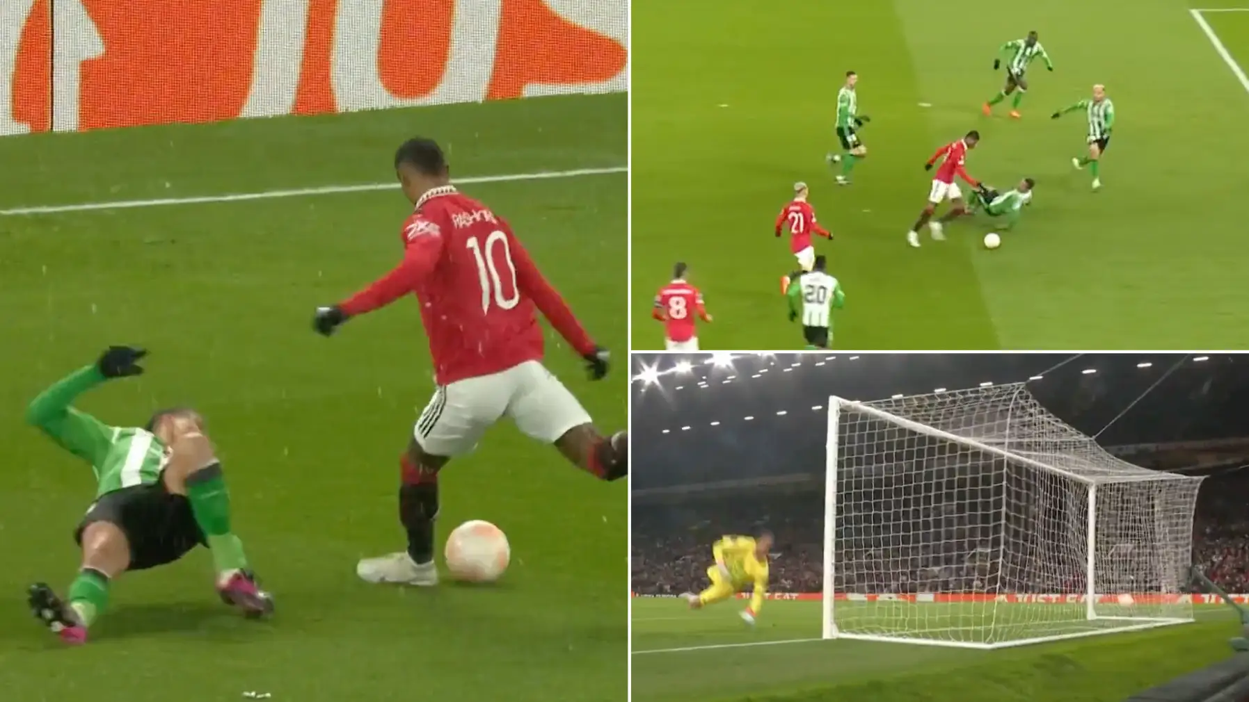 Marcus Rashford breaks the net six minutes into Man United vs Real Betis
