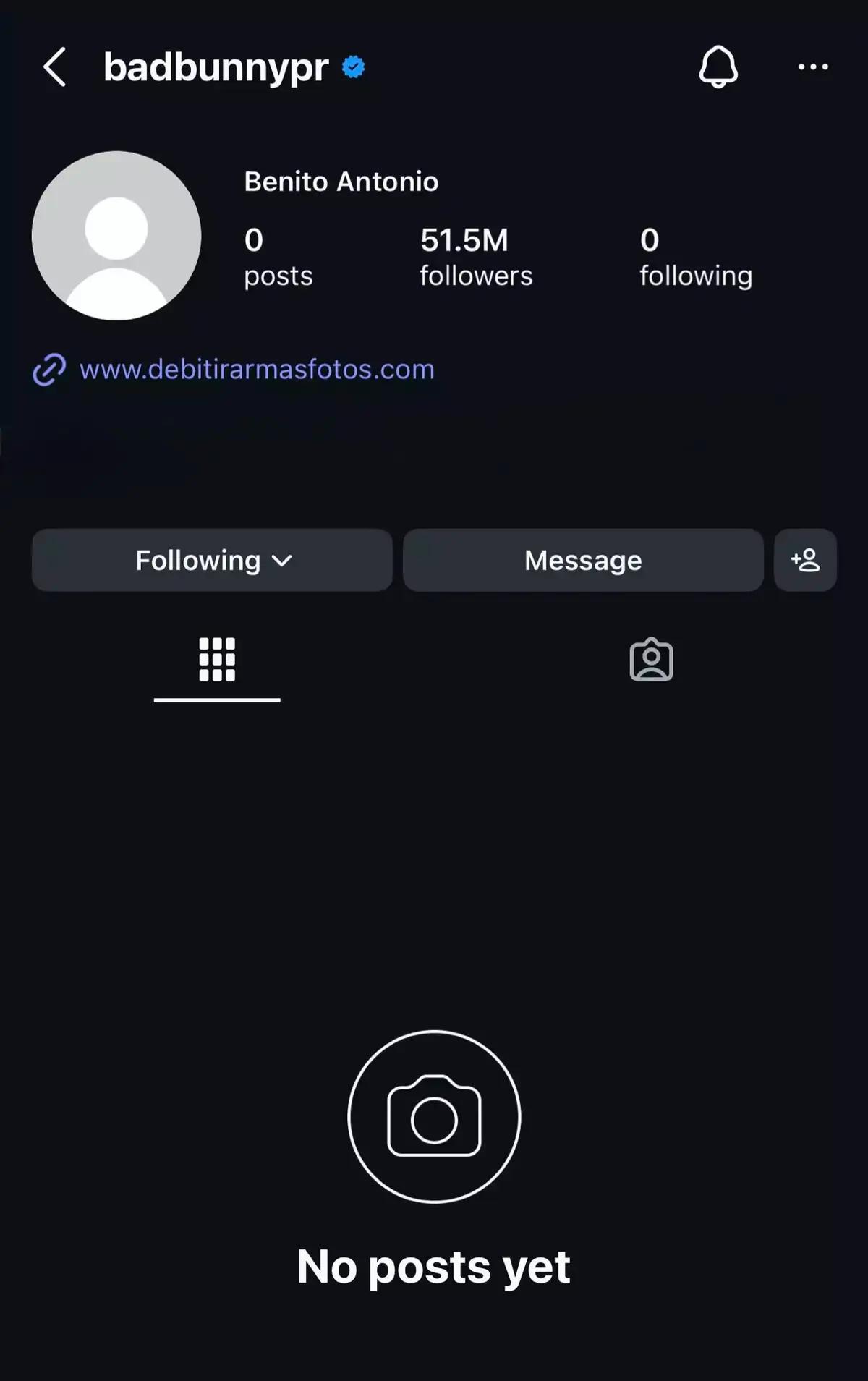 Bad Bunny has deleted all of his posts on Instagram. (Image: Instagram/@badbunnypr)