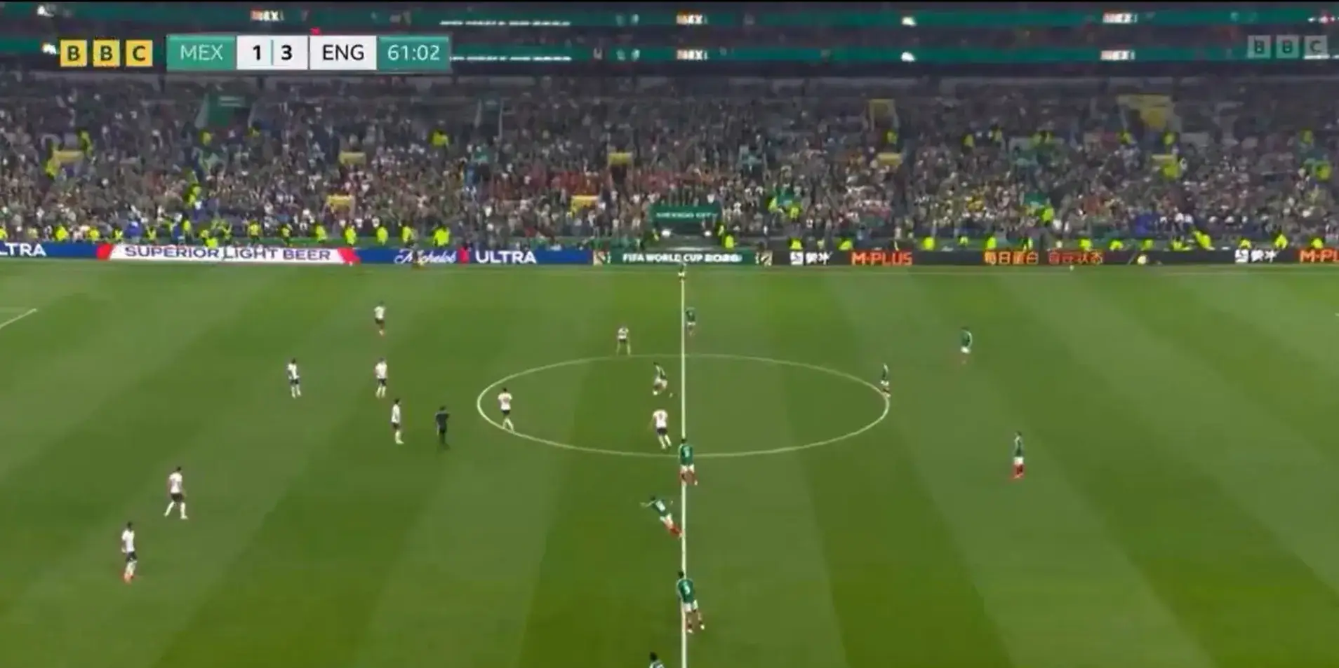 Mexico were penalised for the illegal kick-off. Image credit: BBC