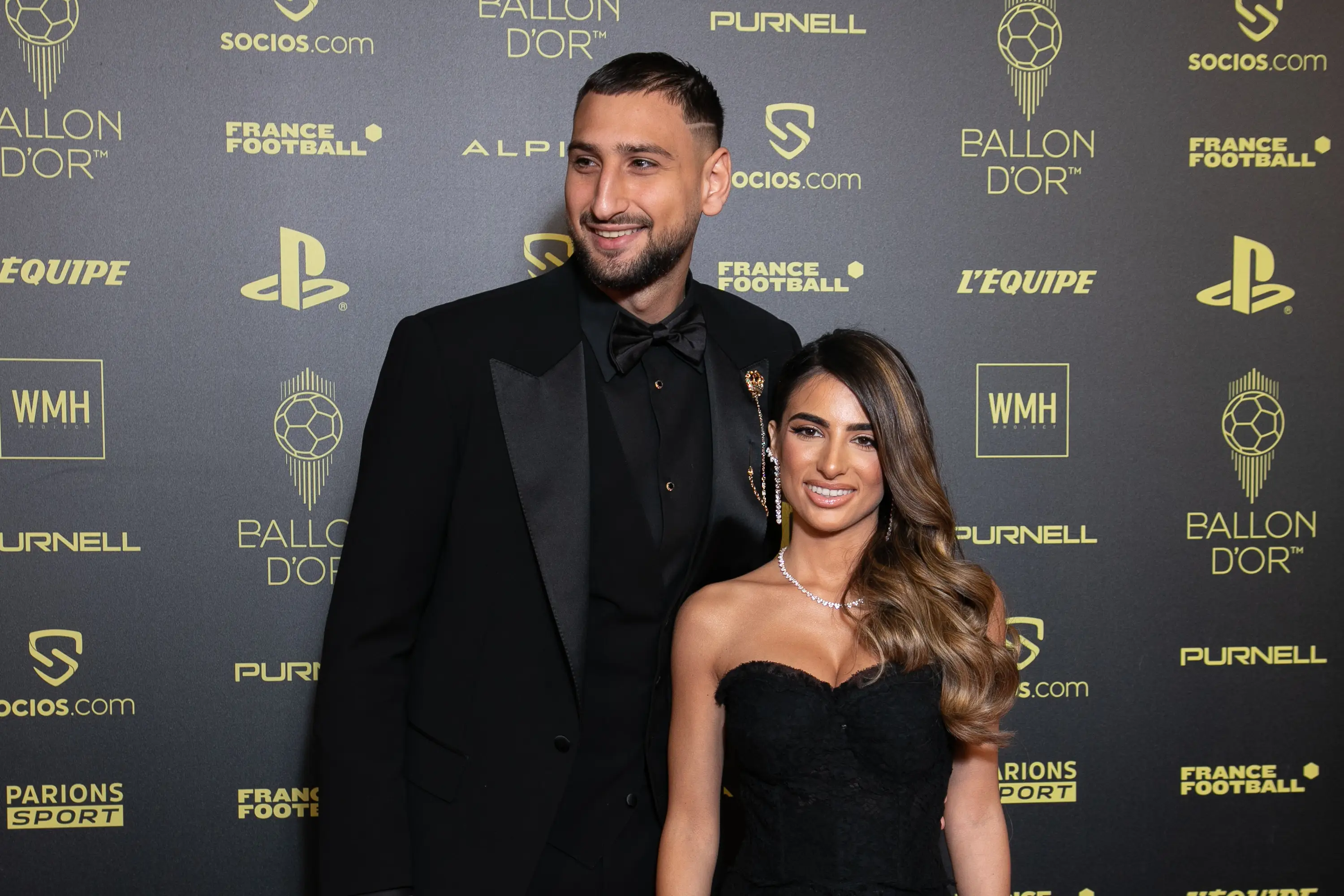 Gianluigi Donnarumma and Alessia Elefante during the Ballon d'Or ceremony in 2021. Image: Getty